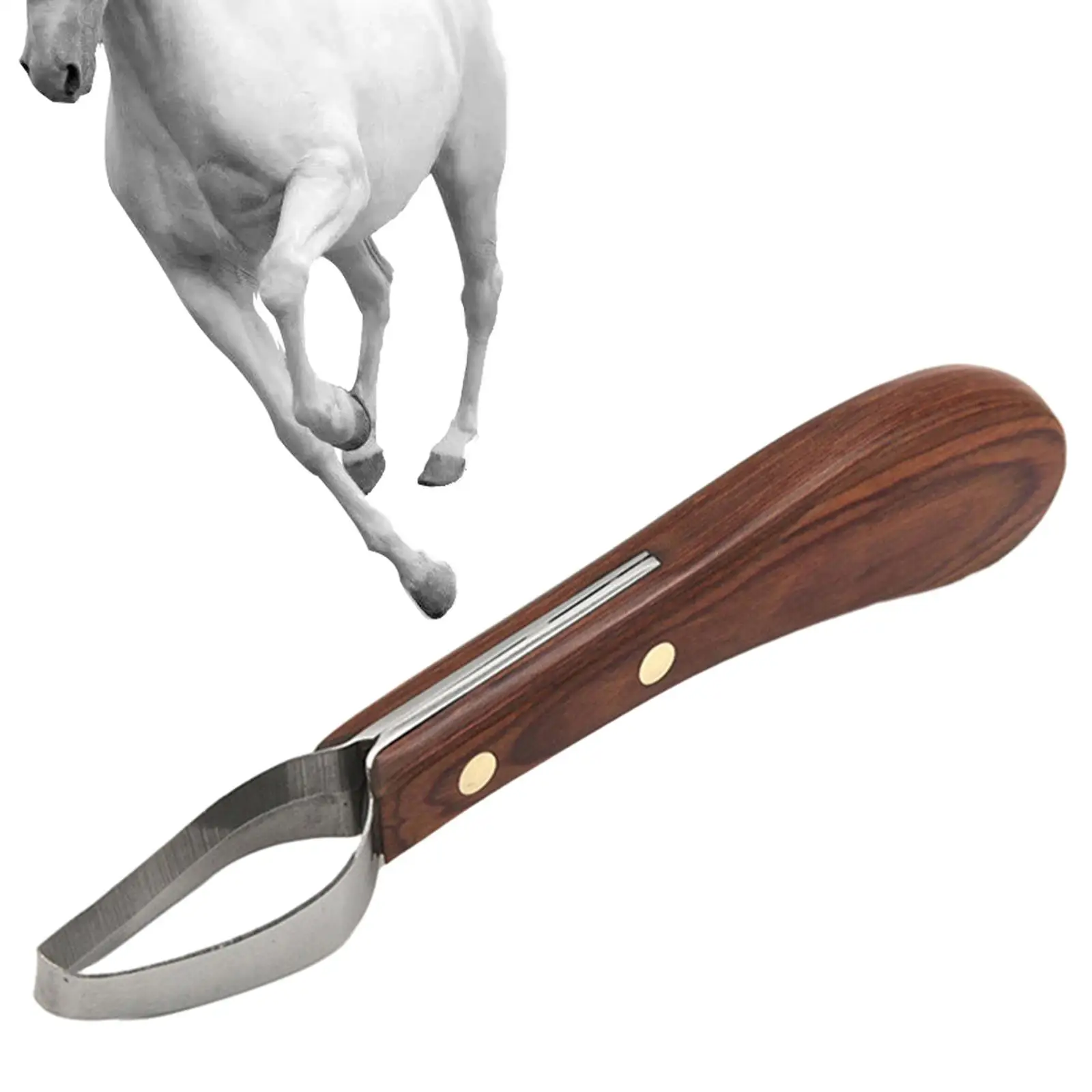Horse Hoof Knife Trimmer with Wooden Handle Sharpened Farrier Tools Hoof Repair