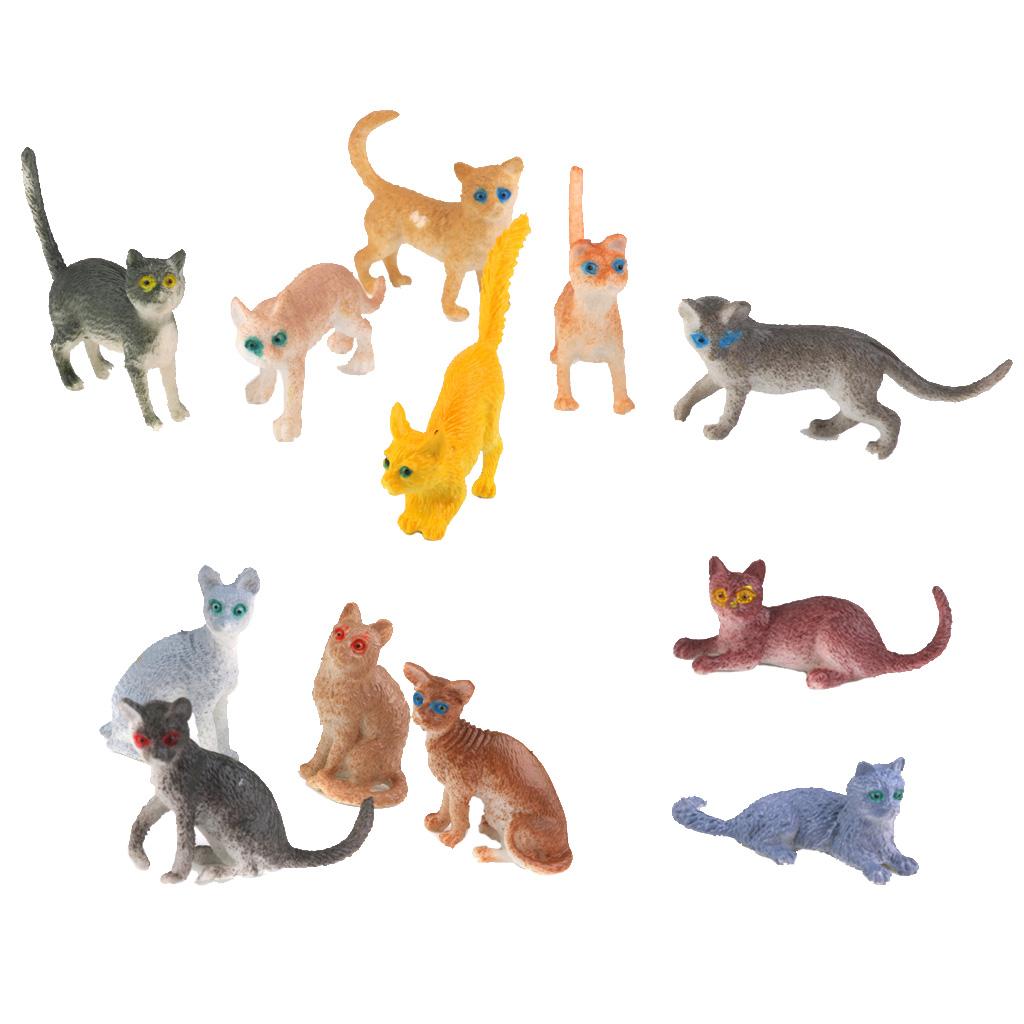 2pcs / Set Toy Figurine Cat Plastic Model Animal Children Toy