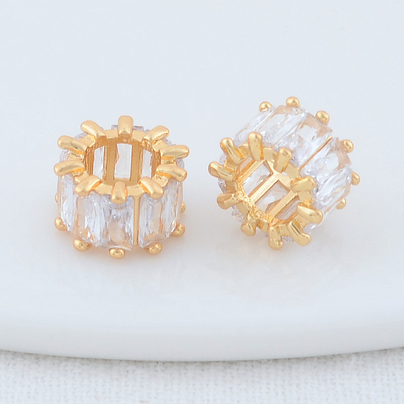 7,8mm 9mm 14 Karat vergoldete Messing-und Zirkon kristall perlen lose Abstands perlen für Zubehör zur Herstellung von DIY-Schmuck – Detail 11