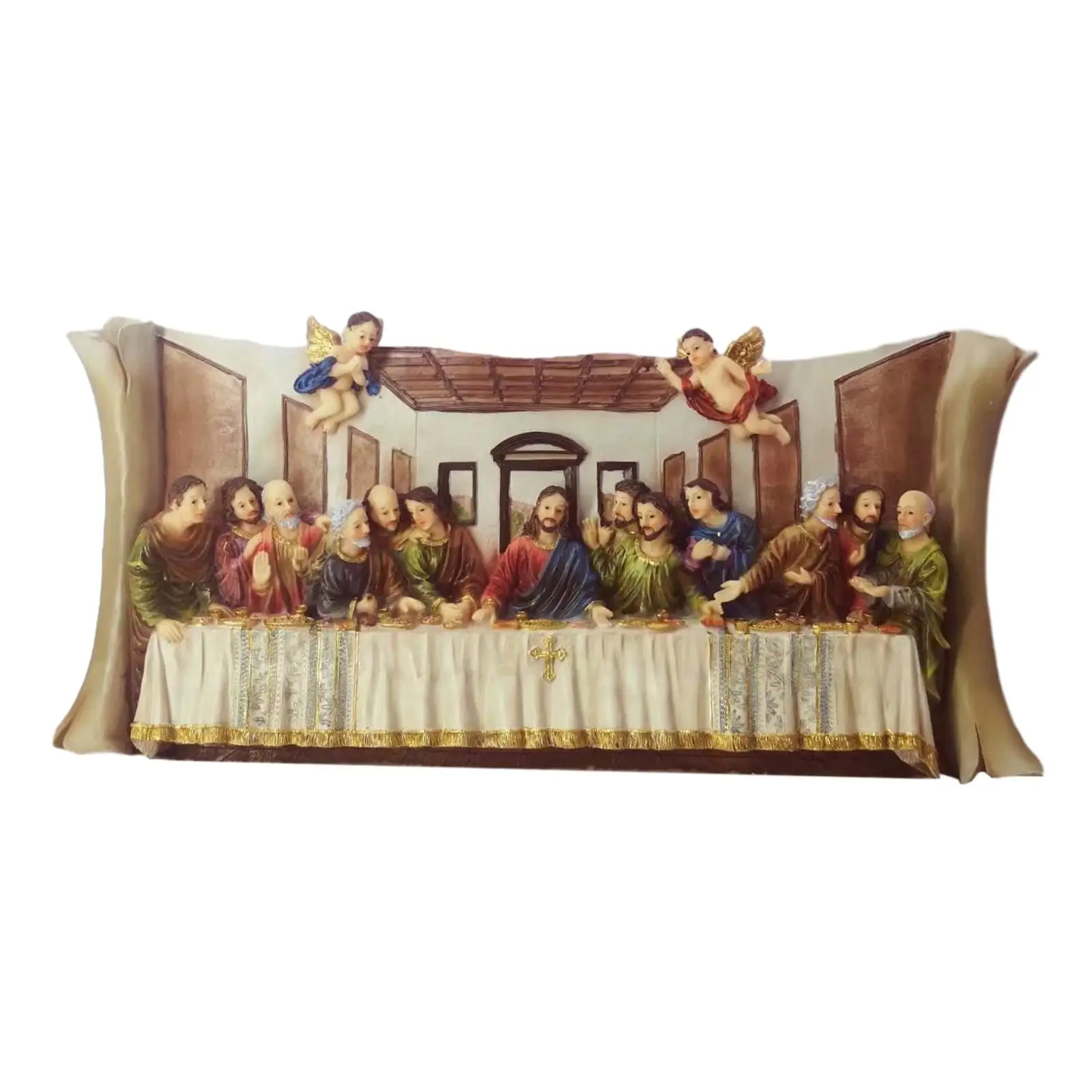 Resin Last Supper Sculpture Statue Artwork Christian Catholic Figurine Crafts Religious Statue for Home Bedroom Office Decor