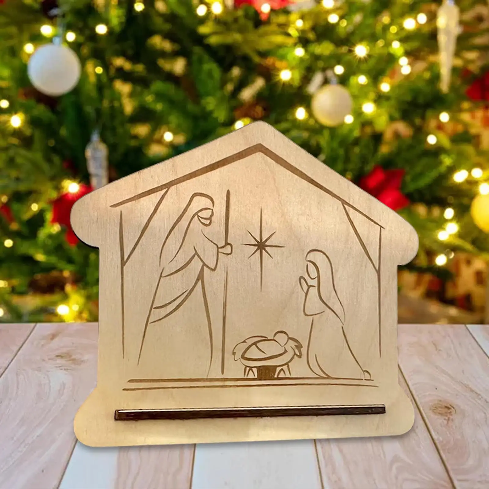 The Birth of Jesus Decorations Wood Religious Gift Xmas Decor Christmas Decorations for Table Centerpiece Home Indoor Fireplace