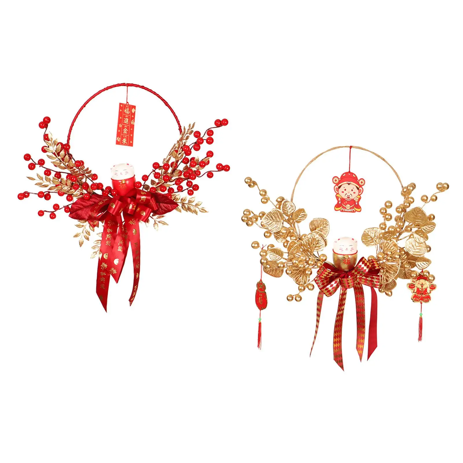 Chinese New Year Decoration Handcraft Metal Wall Hanging Wreath for Holiday