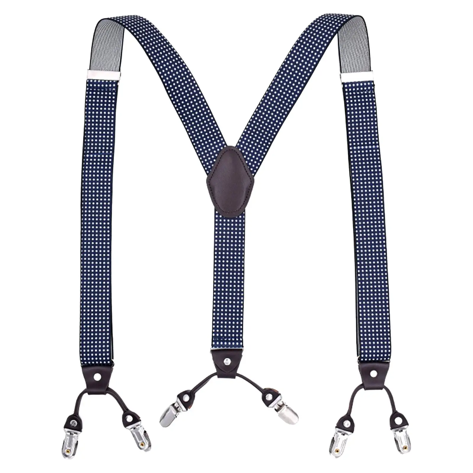 Casual Mens Suspender 6 Clips Elastic Straps Adults Adjustable Side Clip Suspenders Trucker Suspenders for Belt Loops Supplies