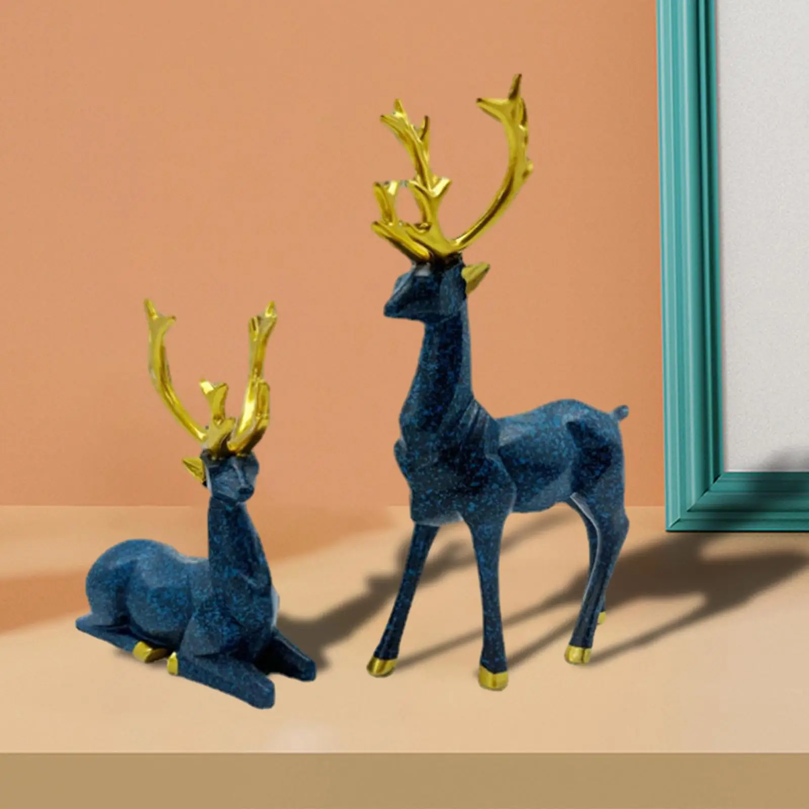 Deer Statue Decoration Resin European Style Deer Figurines Sitting Standing Deer Statues Animal Statue for Office Bedroom Car