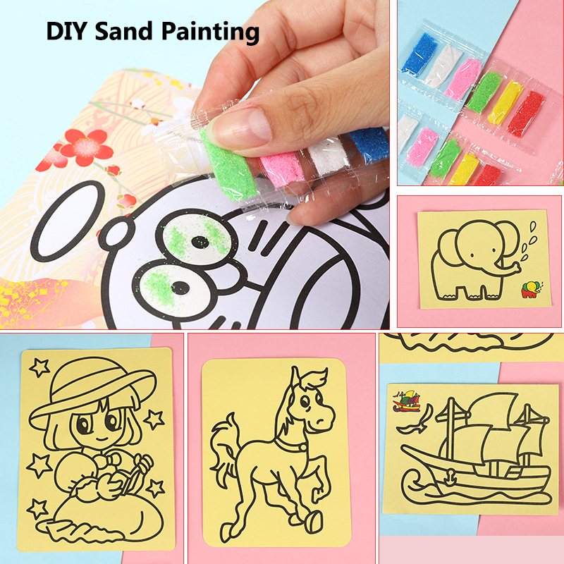 Description Picture 4 of item15Pcs Cartoon Sand Painting Pictures DIY Drawing Education Toy for Kids Birthday Party Favors Kindergarten Prizes Treat Bag