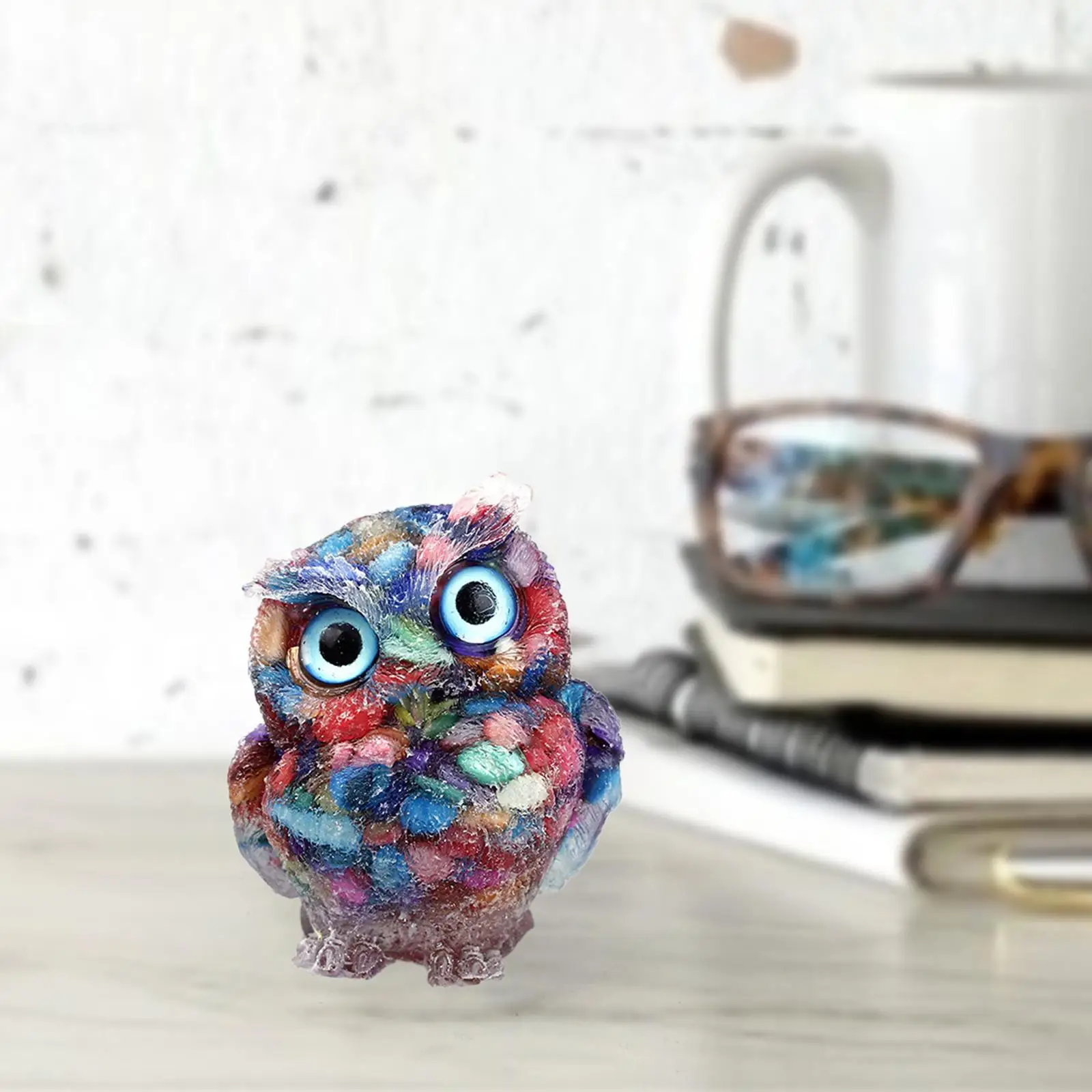 3D Owl Figurines Collectible Home Decor DIY Owl Bird Statue Animal Sculpture for Stand Bedroom Tabletop Decorative