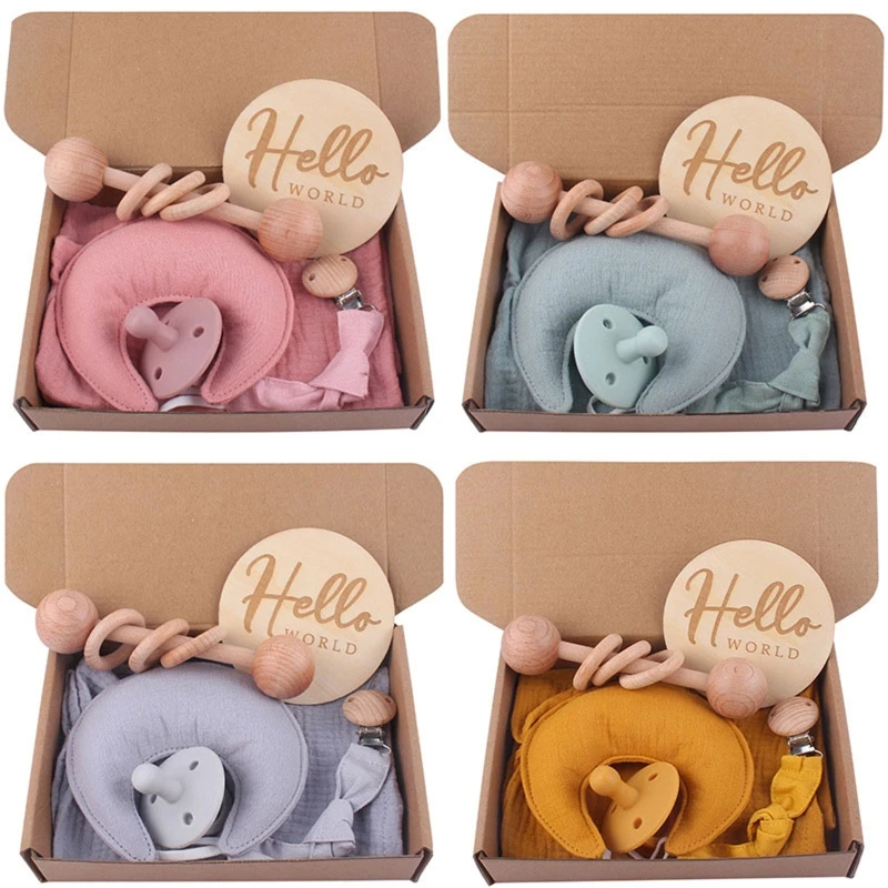 stylish baby clothing set Baby Gift Set Moon Appease Towel Baby Pacifier Pacifier Chain Memorial Card Shake Bell Kit for Infant Baby Boys Girls Baby Gift Baby Clothing Set near me