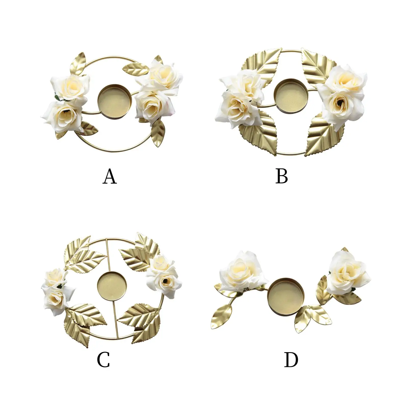 Wreaths Candle Rings Gold Plated Rose Model for Wedding Table Party Hotel
