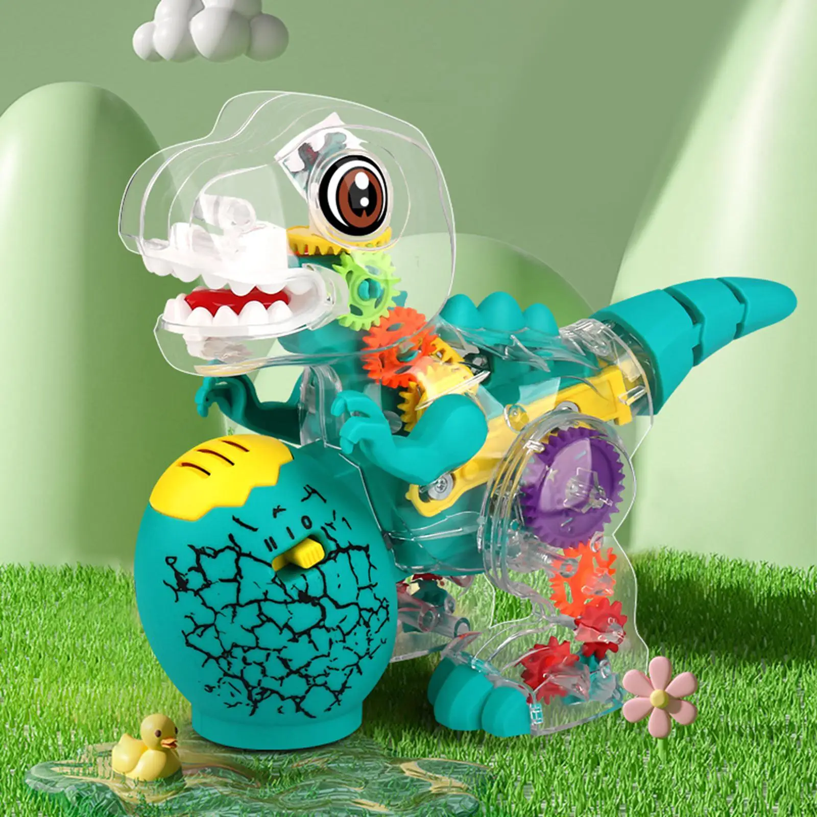 Electric Dinosaur Toy Mechanical Toddlers Building Colored Moving Gears Halloween Musical Toy for Girls Boys Preschool Toy Kids