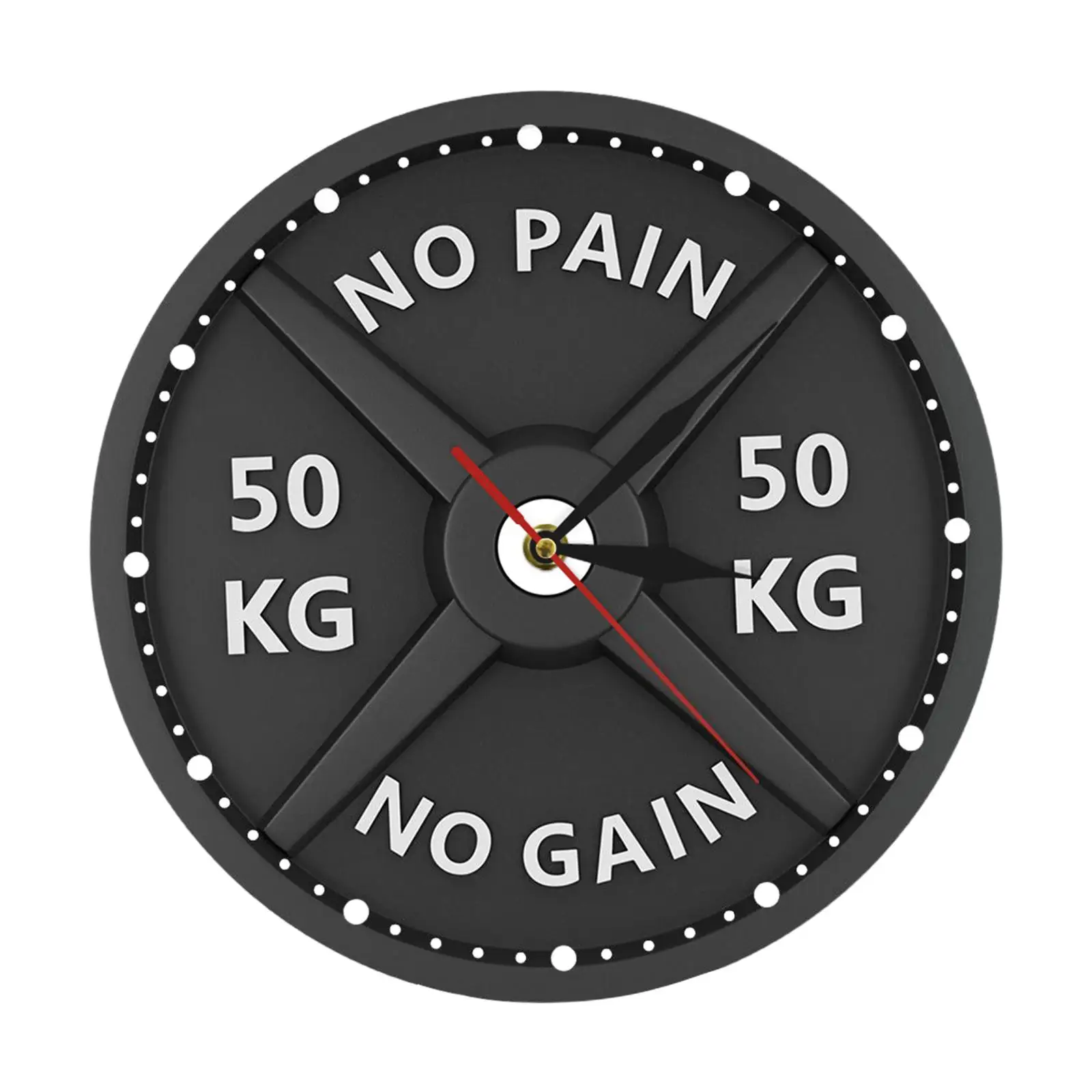 50kg 3D Barbell Wall Clock Battery Operated Non Ticking Watch for Gym Bodybuilding Gift