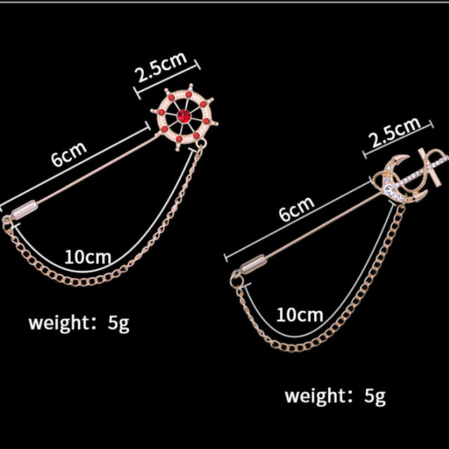 韓国のアンカーブローチピン,ラインストーンタッセル付きロングピン,ラペルピン,メンズスーツ,シャツ,コサージュ,ファッションジュエリーアクセサリー -  AliExpress