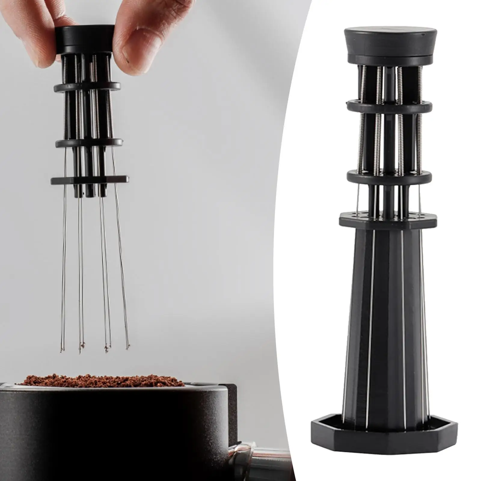Adjustable Coffee Stirring Tool Coffee Grounds Needle Hand Tamper with Stand Needle Type Distributor for Office Home Cafe