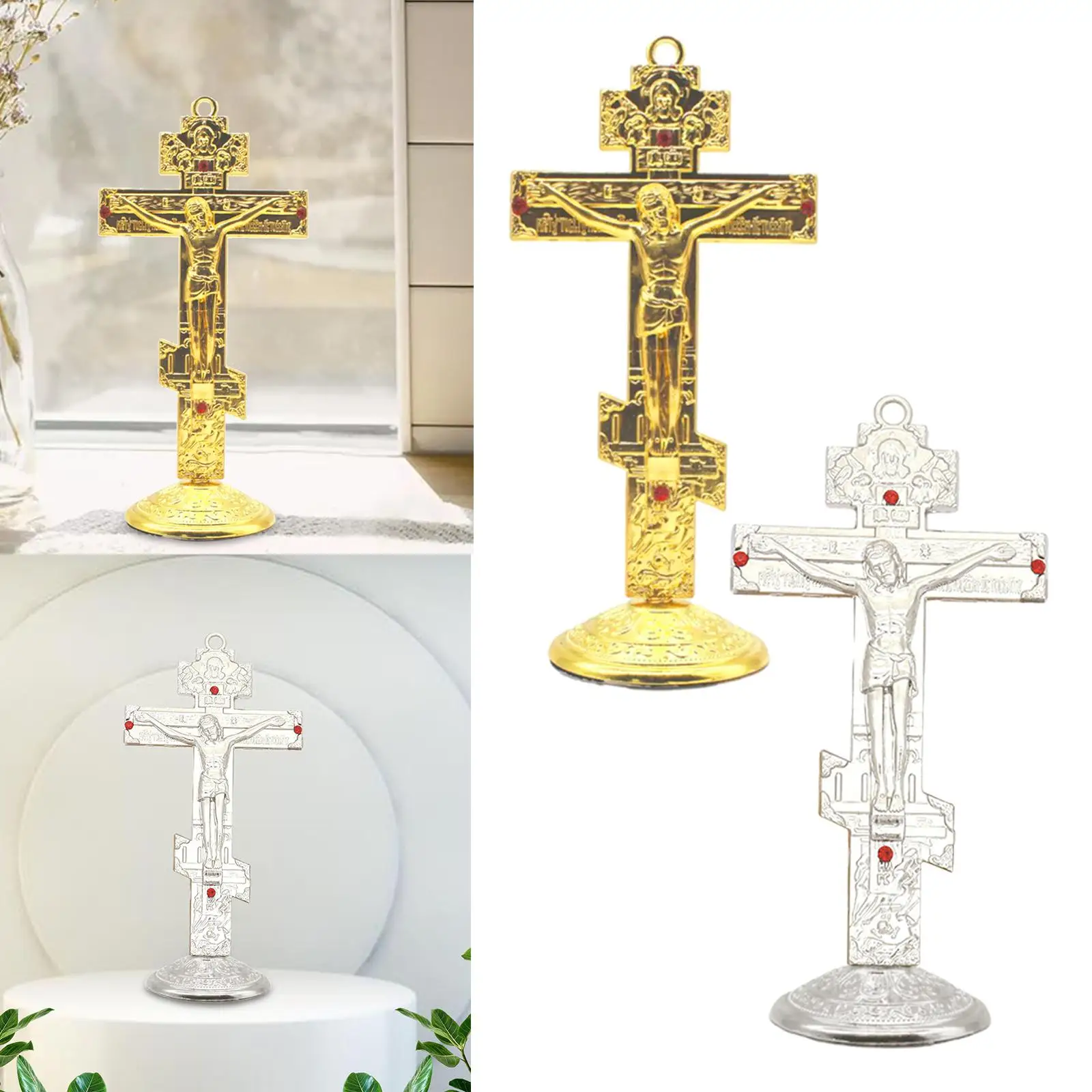 Jesus Cross for Desk 6.7x14cm Religious Gifts Easy Installation Standing Crucifix Home Chapel Decoration Durable Home Decor