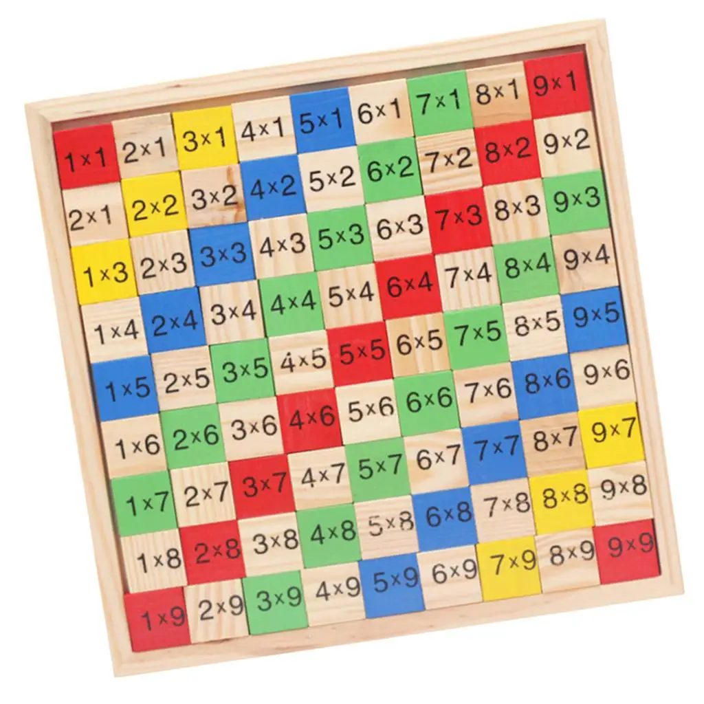Mathematics Multiplication Table Puzzle Colorful Blocks Board Kids Math Toy Learning Educational Wooden Toys Gift