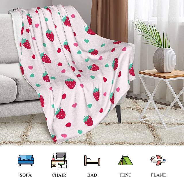 Cashmere Strawberry on sale Sofa Blanket Soft Wool Fleece Bedspread Skin Friendly Living Blanket 100*150 cm Strawberry Blanket Throw