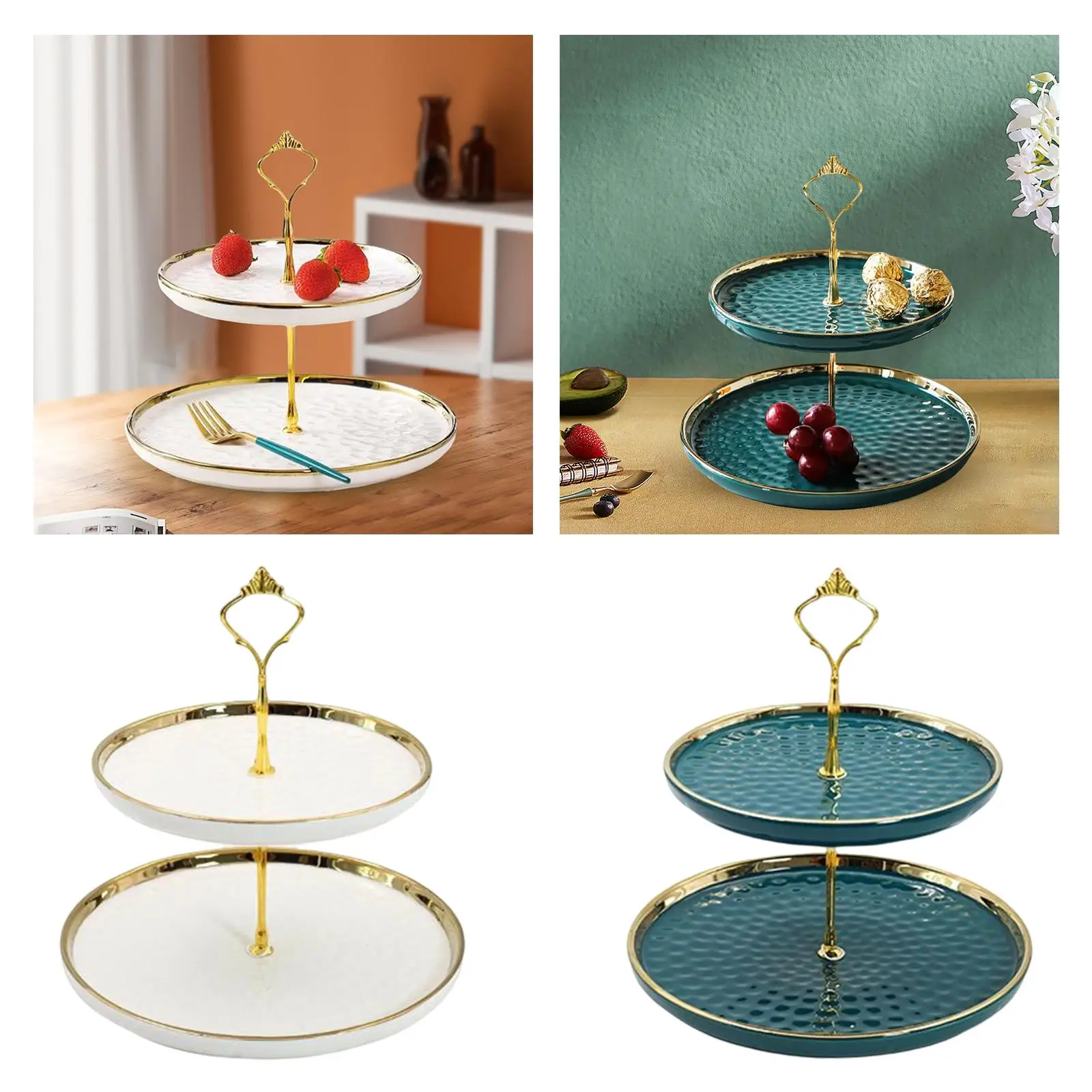 2 Layer Cupcake Stand Elegant Dessert Cake Stand Serving Tray Display Tower for Fruit Cakes Birthday Wedding Living Room