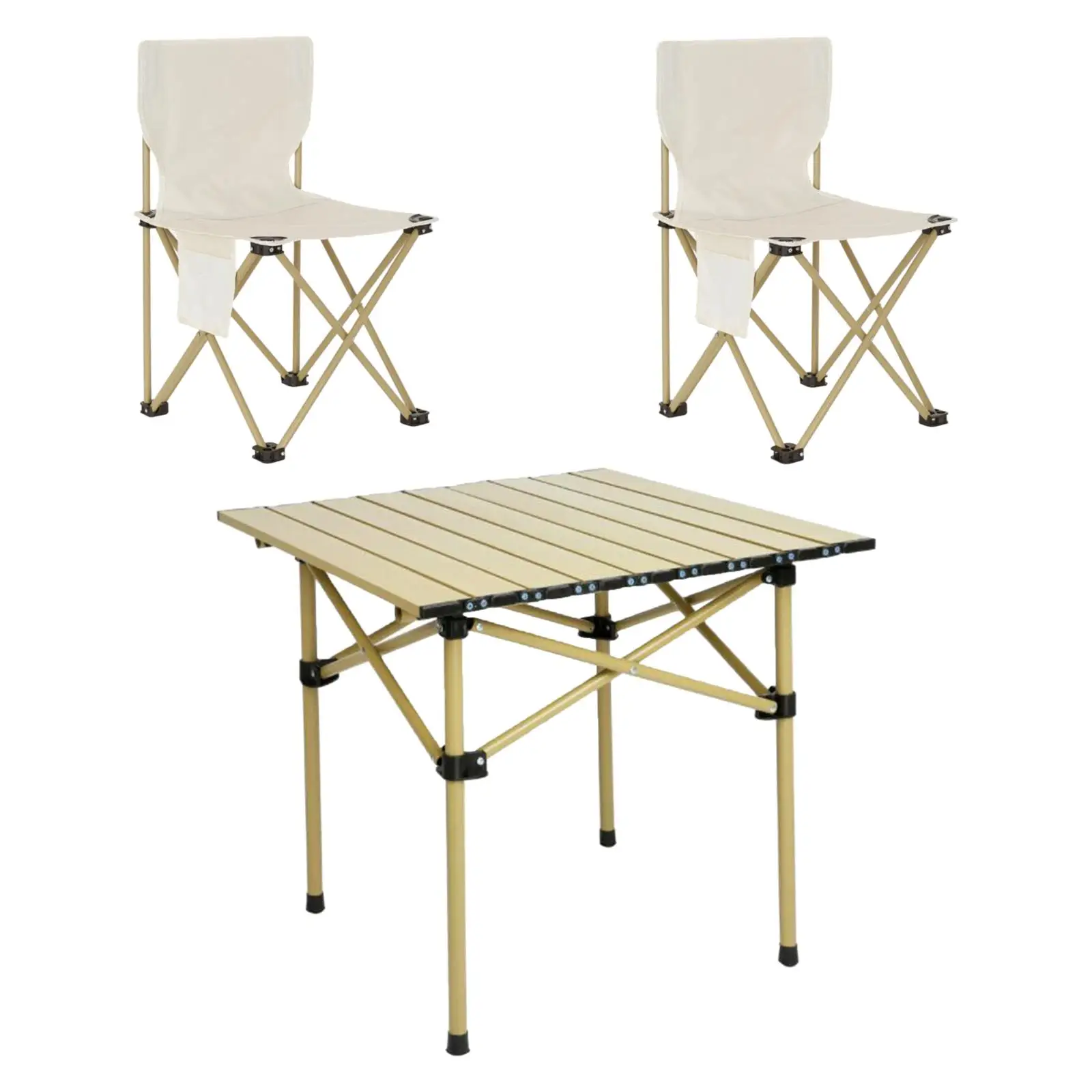 Camping Folding Table Chairs Set Beach Steel Table Lightweight Portable Side Table for Deck Outdoor Fishing Hiking Picnic
