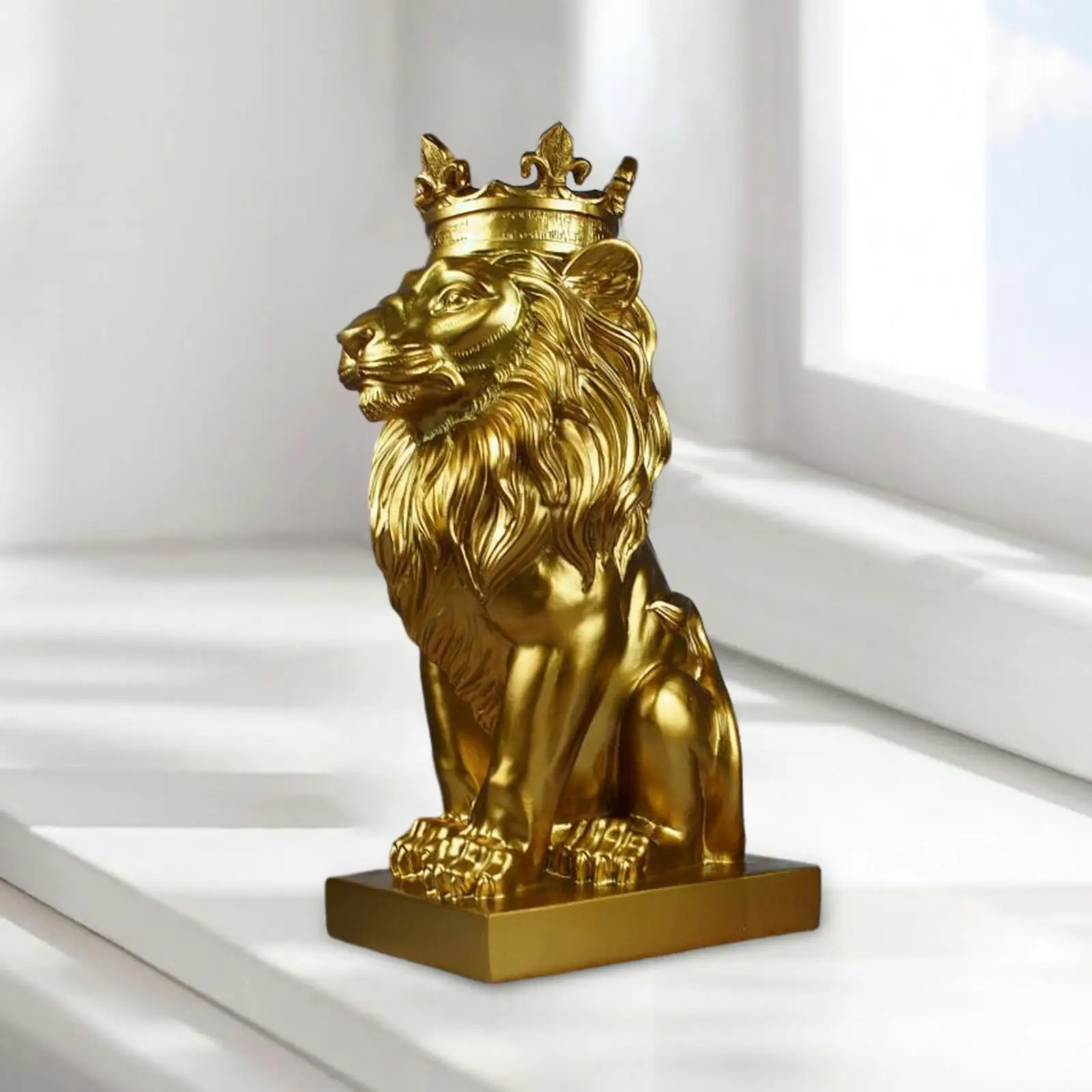 Nordic Style Lion Head Statue Animal Figurine Ornament for Office Tabletop