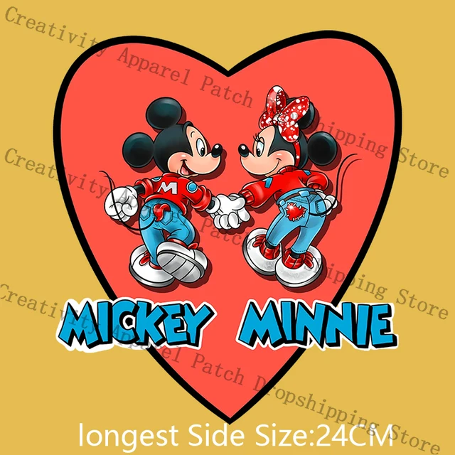 Mickey Minnie Mouse Stickers For Woman Clothes Disney Print Iron-on  Transfers On Couple Clothing Appliques Patches on Bags DIY