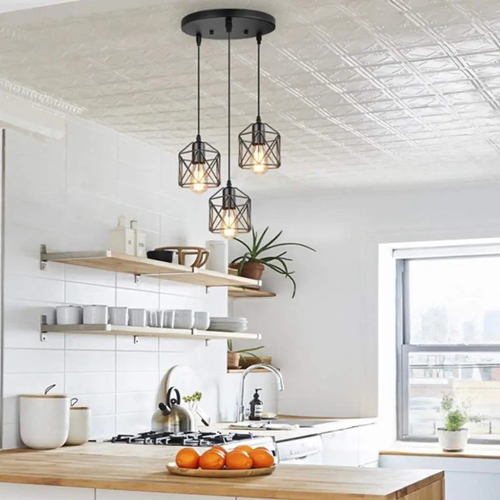 Ceiling Pendant Light Industrial Wind 4W Warm Light Iron Metal Cage Light