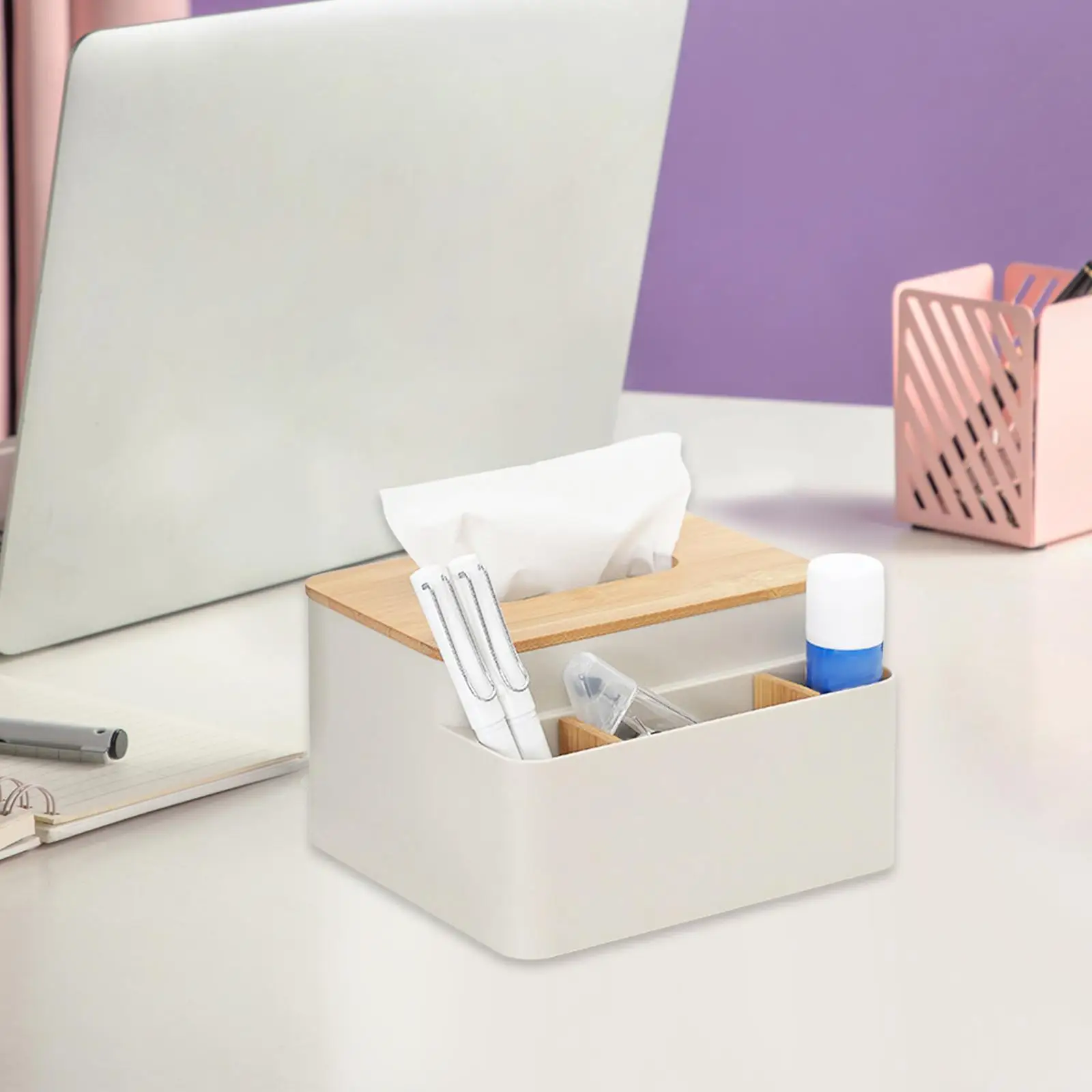 Tissue Box Compact Modern Desktop Organizer Storage Box Napkin Holder for Office Dressers Dining Room Bedroom Housewarming Gifts