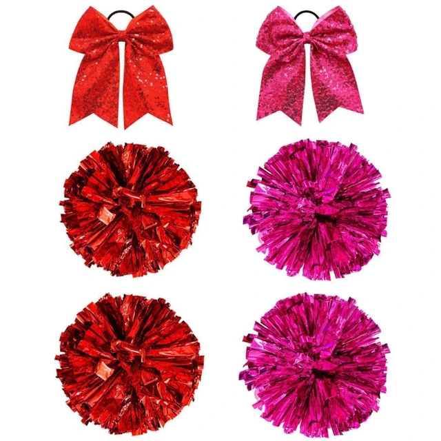 Cheer PomPoms And Bows Metallic Cheerleading PomPoms Christmas