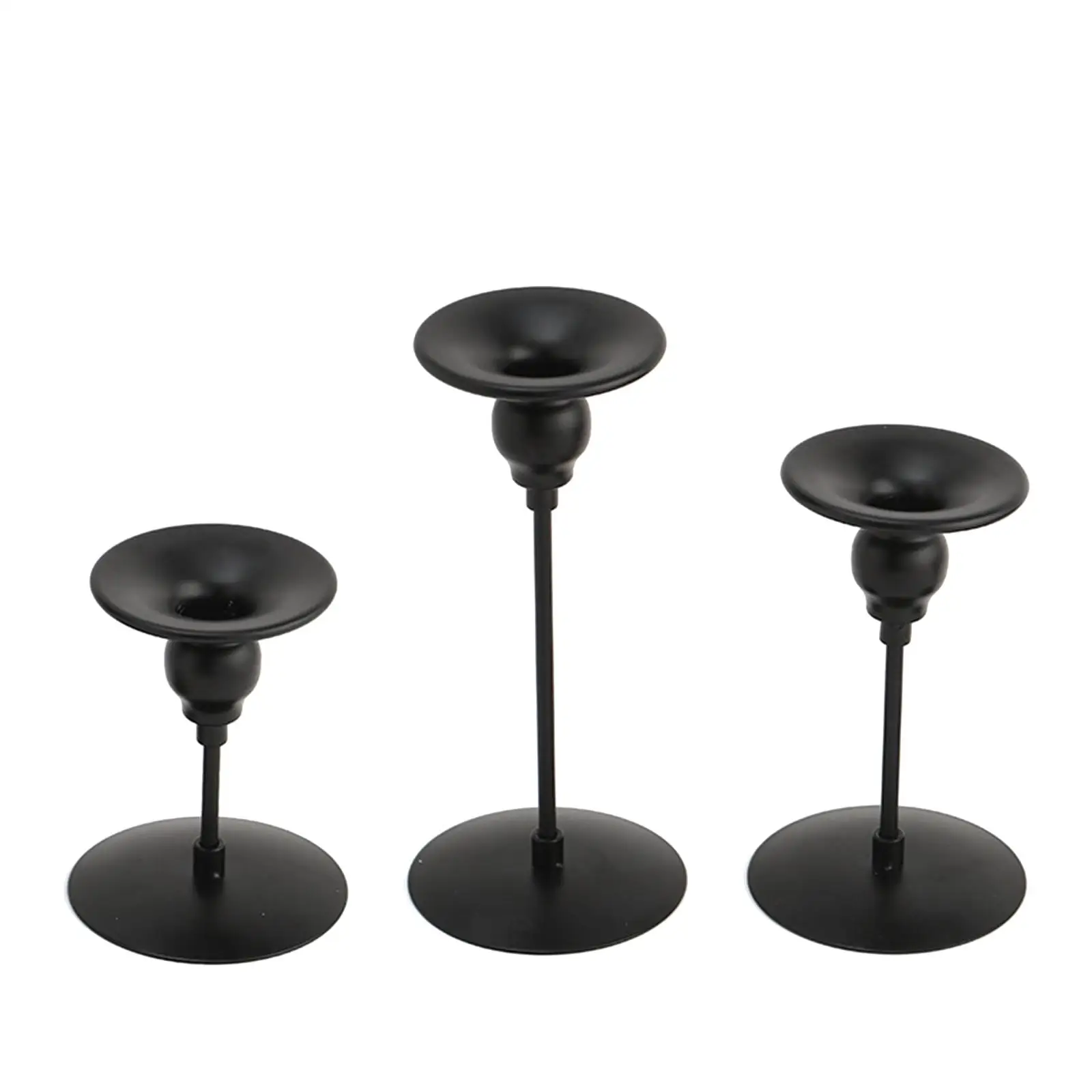3Pcs Metal Candle Holders Black Candlestick Holders Pavilion Gift for Wedding Centerpieces Stable Base Adornment Decorative