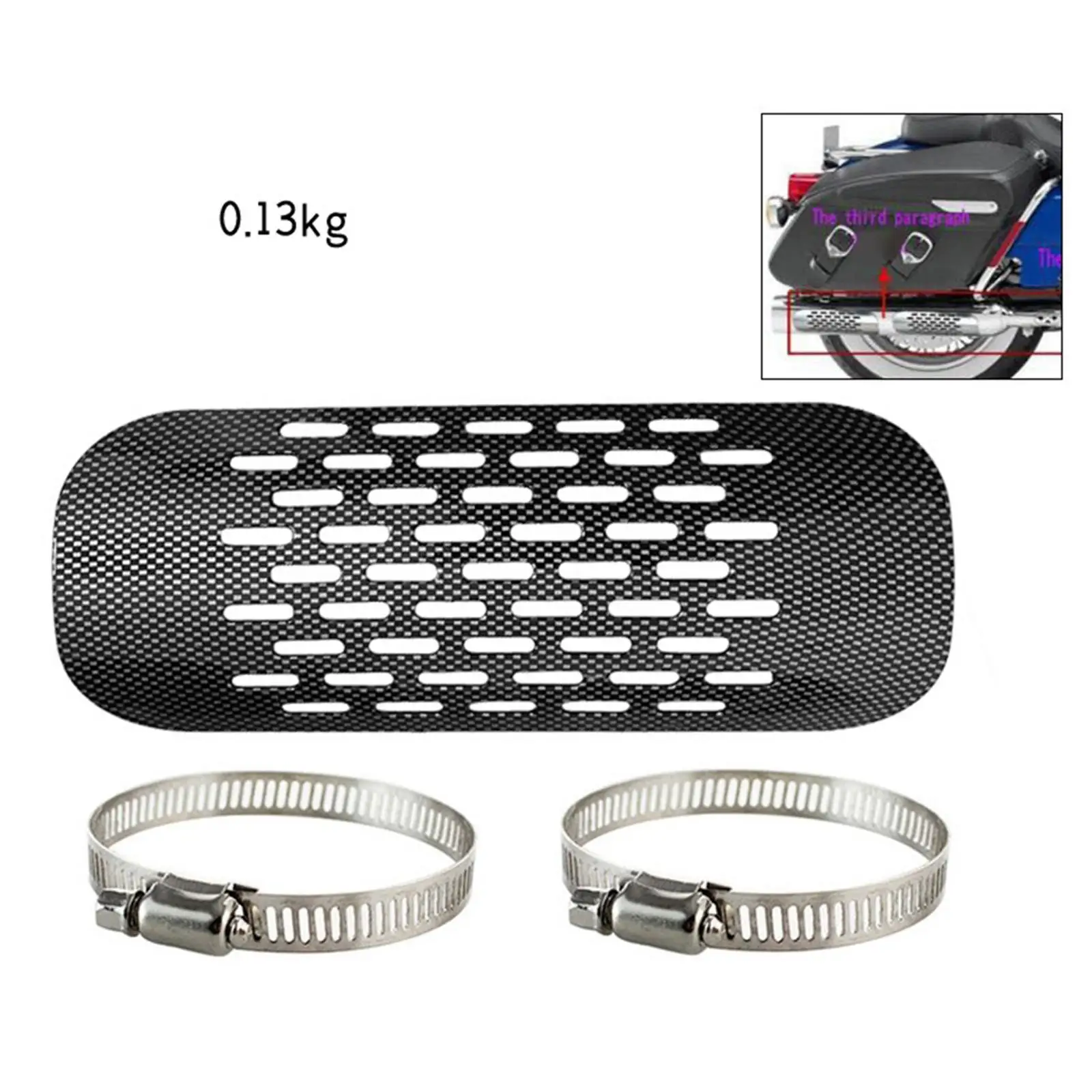 Motorcycle Exhaust Heat Shield Cover Middle Pipe Protector Heel Guard Heat Insulation Cover with 2 Clamps