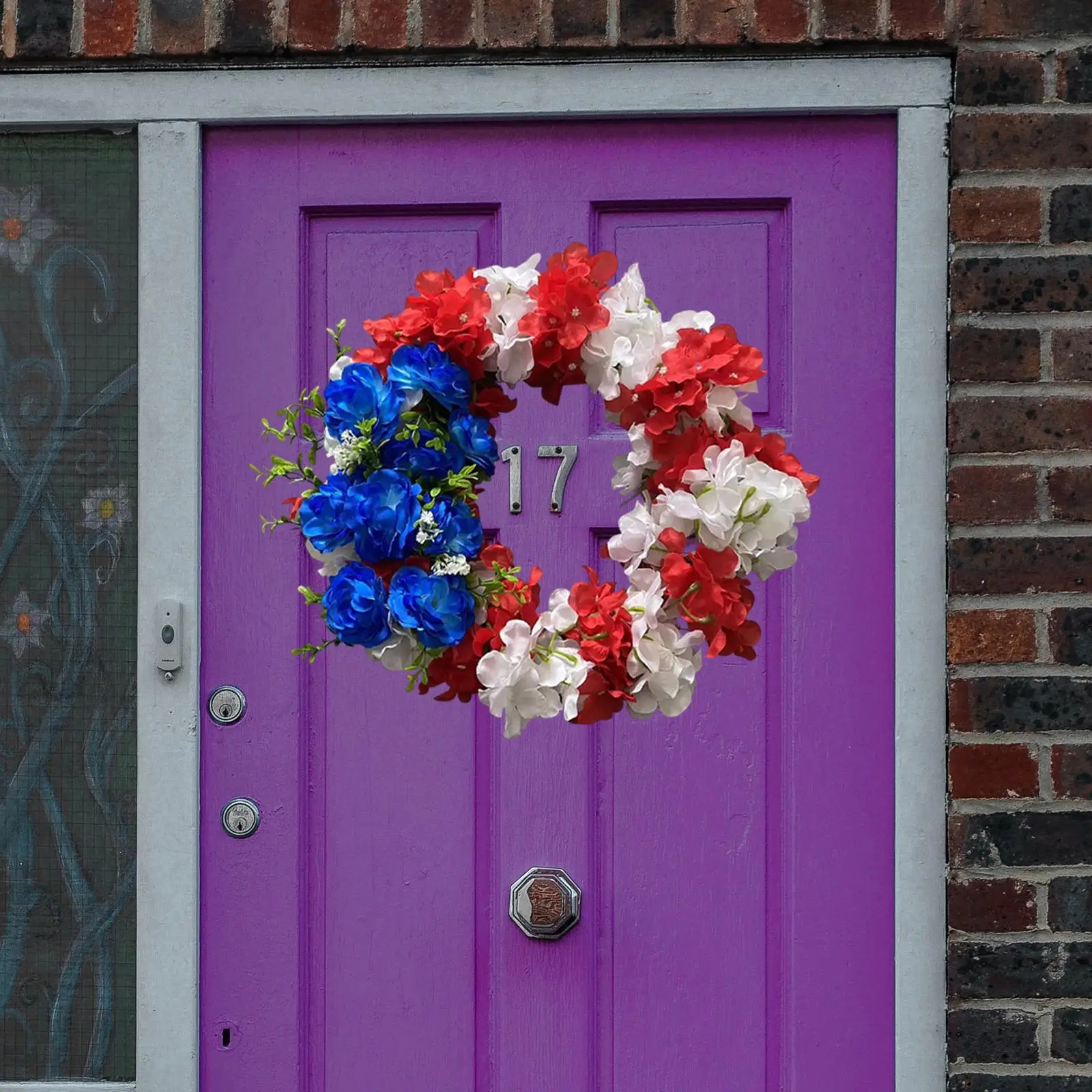 Independence Day Wreath Hanging American Flag Floral Wreath Patriotic Door Wreath for Window Festival Indoor