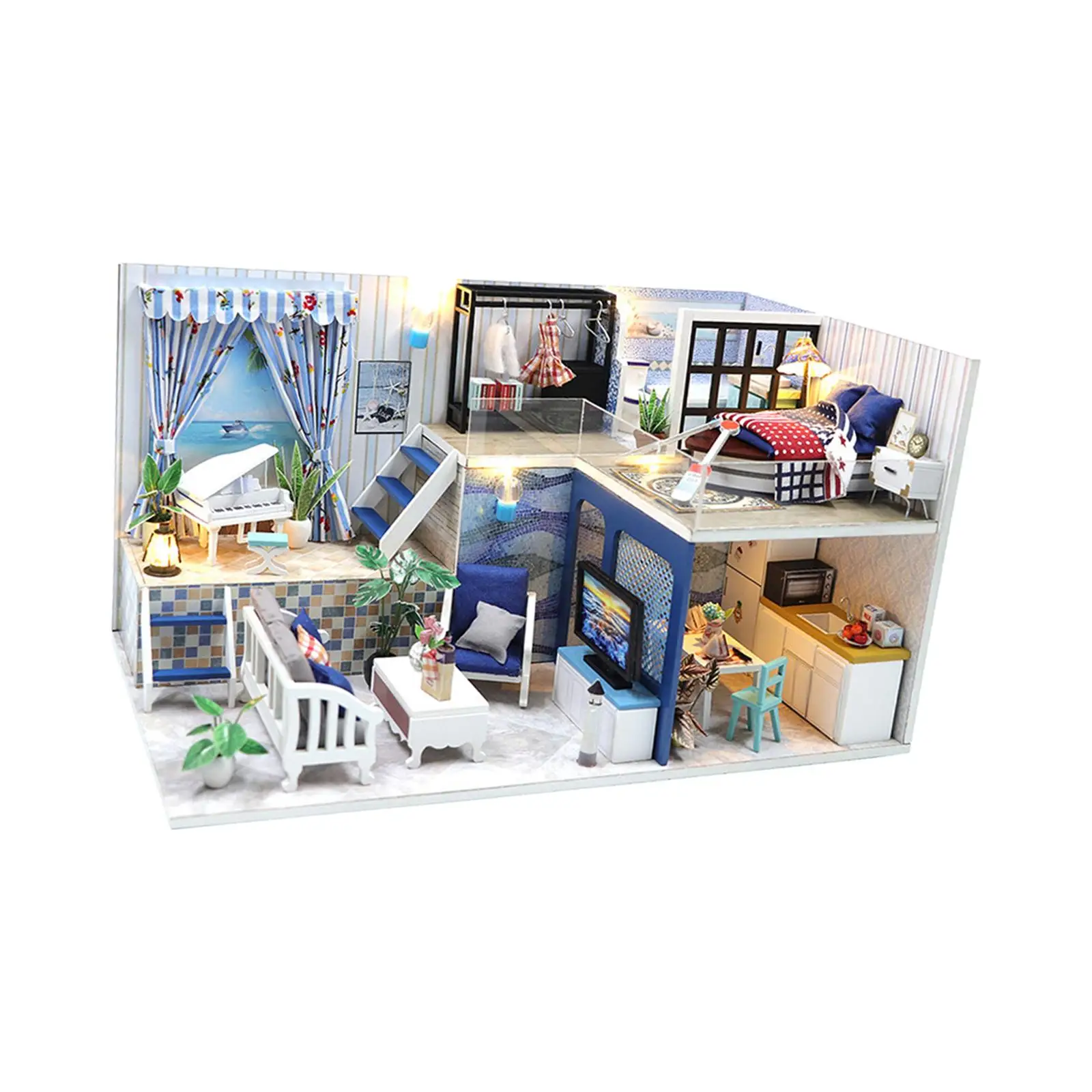 Assemble Kit Exquisite Creative Unfinished with Furniture DIY Miniature dollhouse for Decor Birthday Gift Collectibles