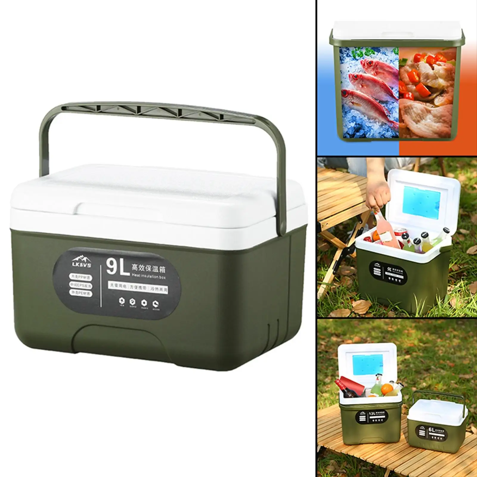 Cooler Bag Outdoor Activities Catering  Refrigerator Storage 9L Insulated  for Car Picnic Lunch Travel RV Shopping