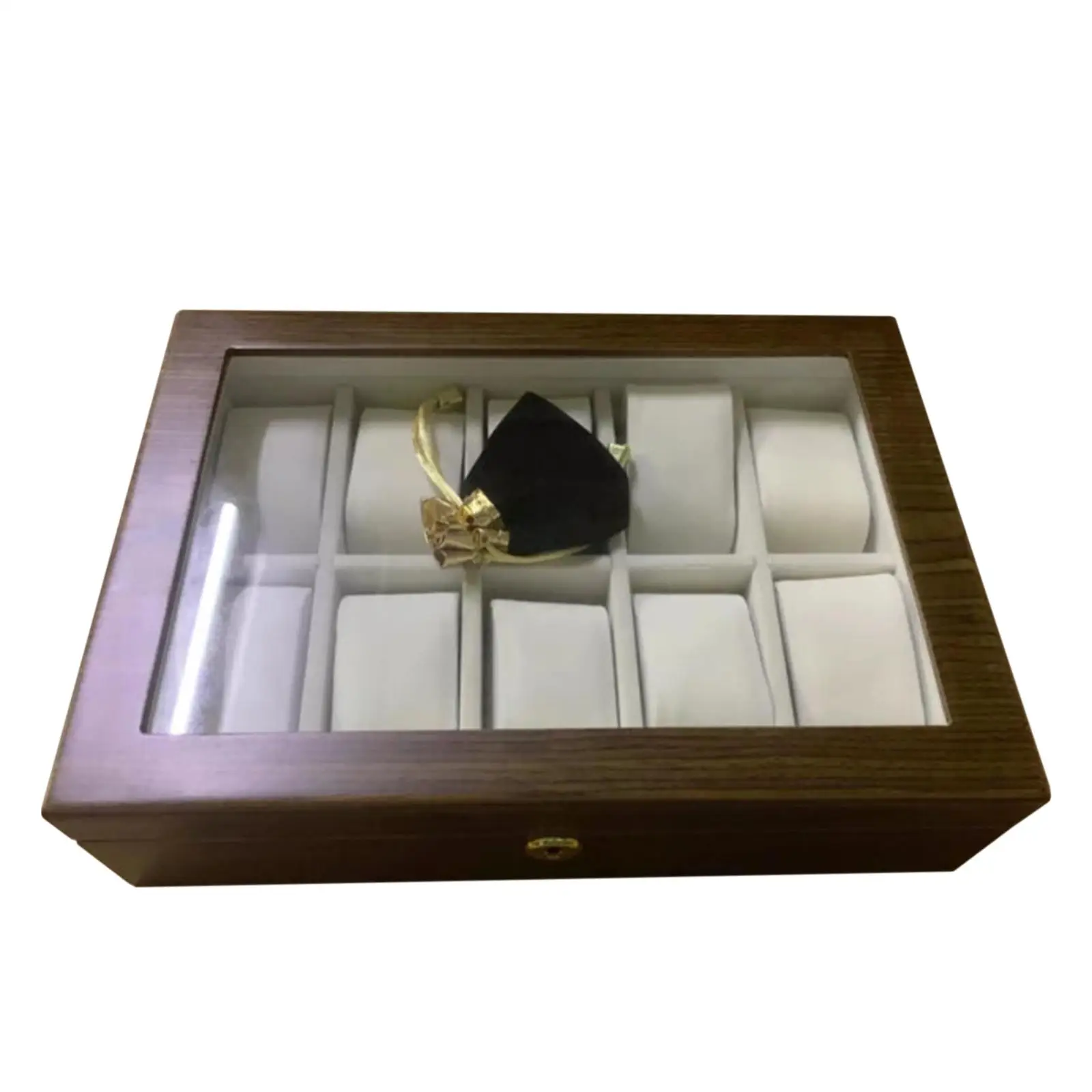 Wooden 10 Slot Watch Box Display Case Lockable Design Jewelry Collection Storage Box Storage Clear Top Dresser Watches Organizer
