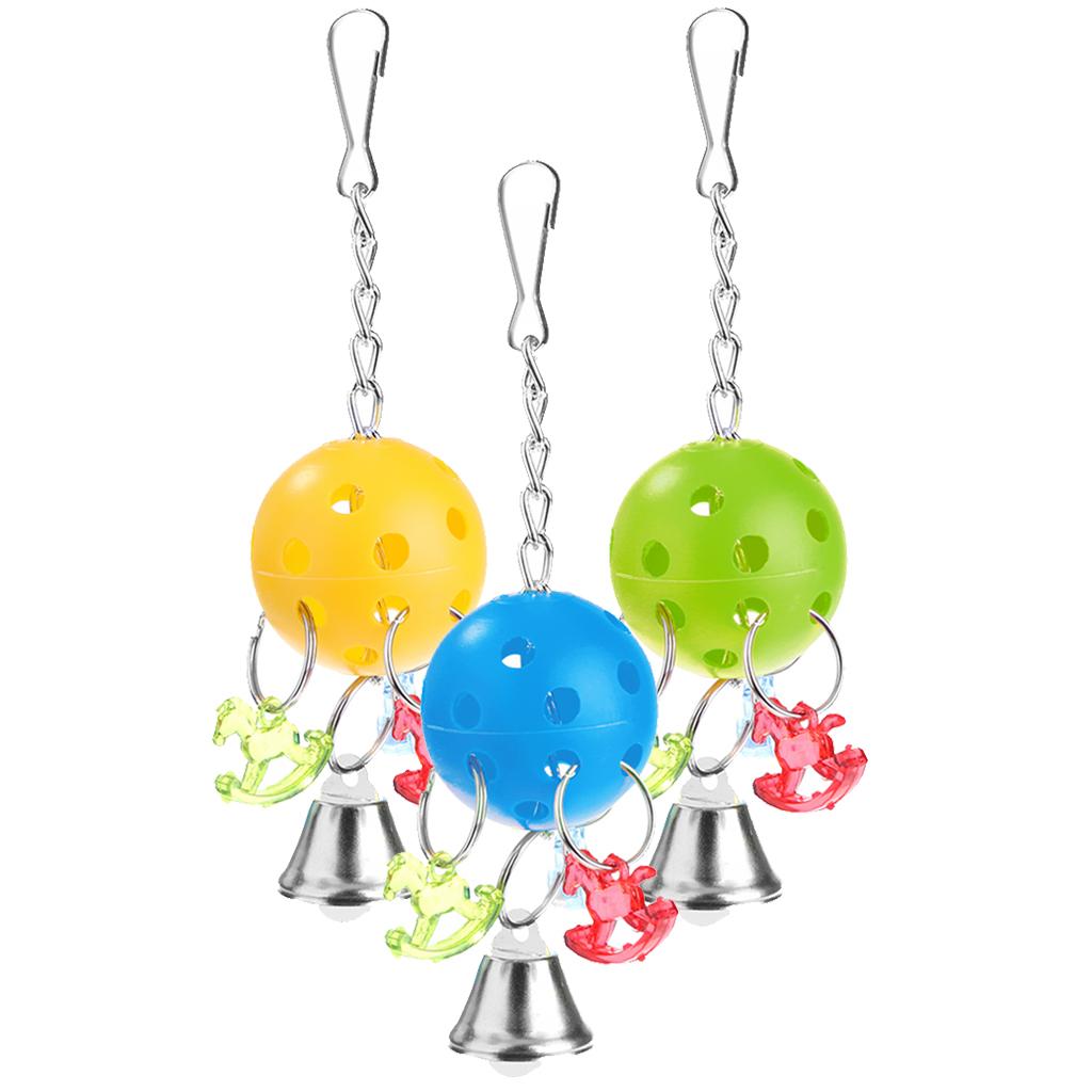 3 Pcs Parrot Chewing Bell Toy Easy to Attach to the Bird Cage