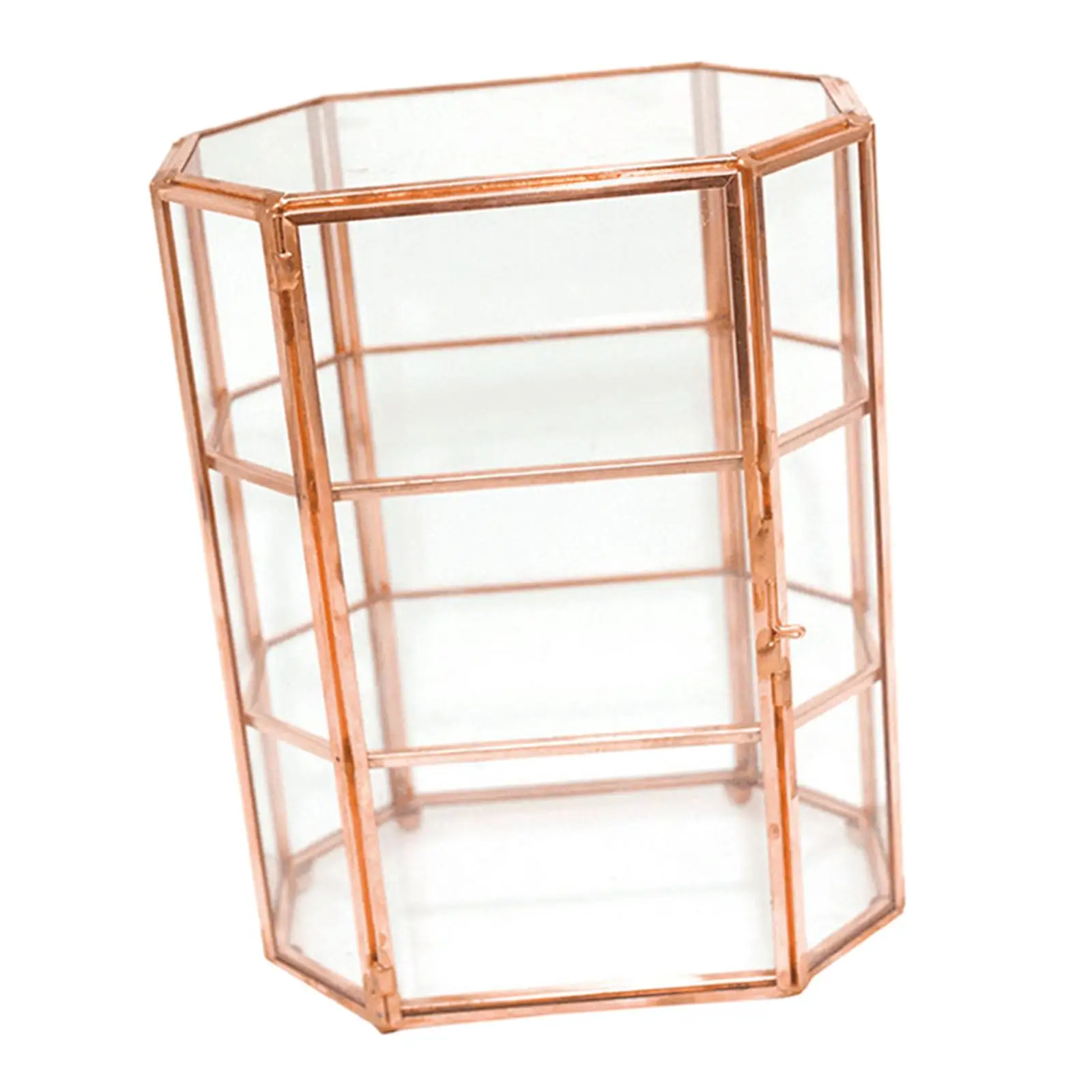 Glass Jewelry Box Geometrical Storage Collection Countertop Vintage Glass Keepsake Box for Trinket Anklet Bracelet Earring Rings