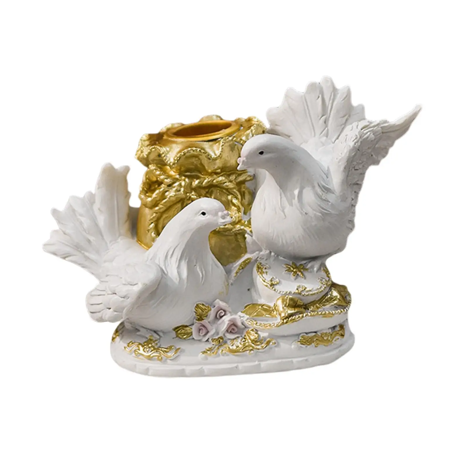 White Pigeon Statue Candle Holder Resin Craft Sculpture Pigeon Figurine for Dinner Table Fireplace Home Decor Collectable