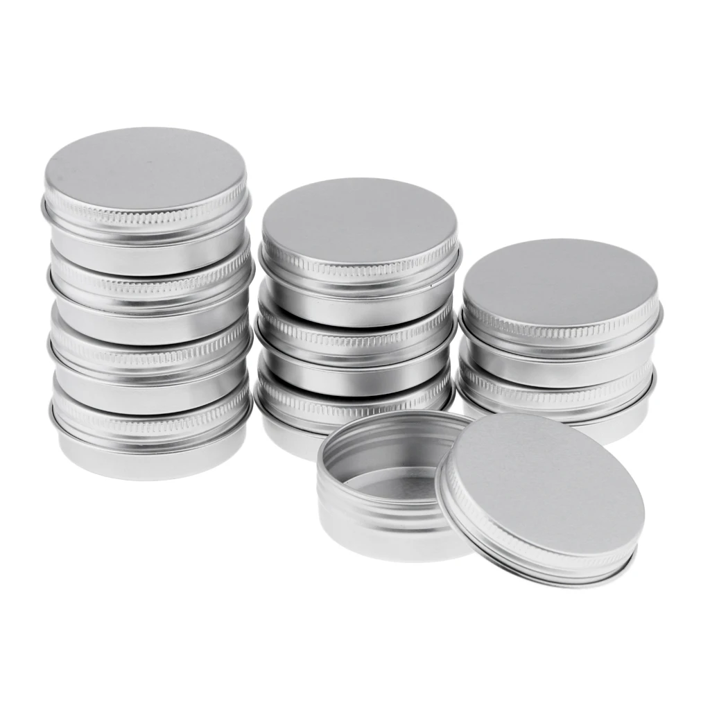  10 Pack Aluminum Tin Cans, Empty Round Tin Jar Pot Cosmetic  Screwtop Lid Cover