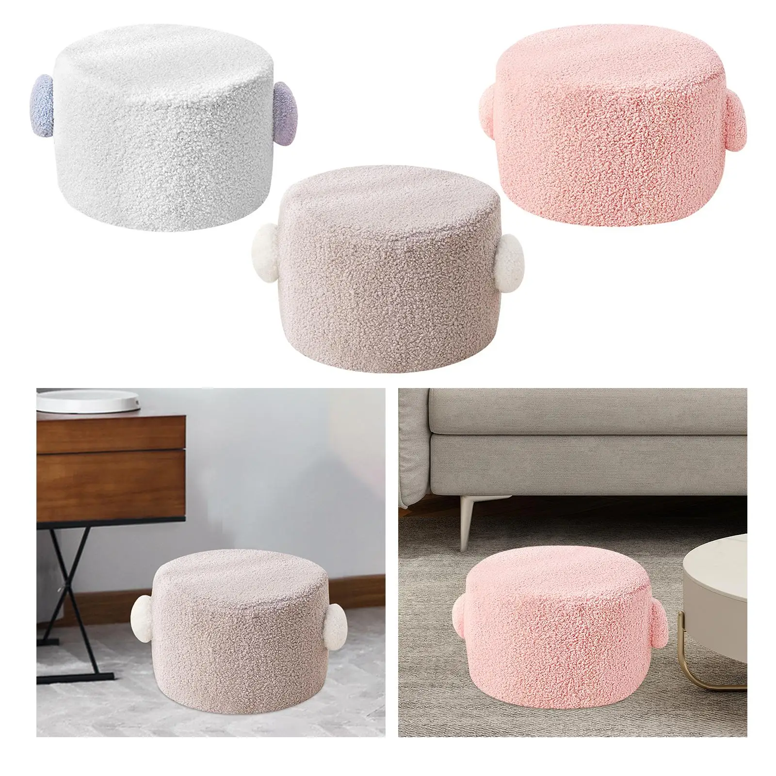 Small Footstool Mute Bottom Pads Detachable Cover Seat Chair Sofa Tea Stool for Living Room Apartment Doorway Nursery Entryway