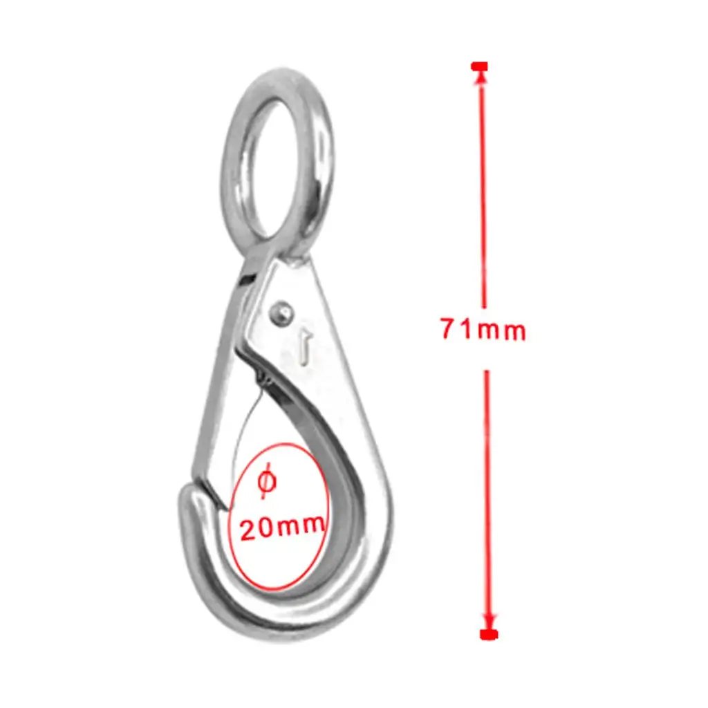 4 Pieces Heavy Duty Marine Grade 316 Stainless Steel 71mm Spring Snap Hooks 17mm Round Eyelet 12mm Gate Opening