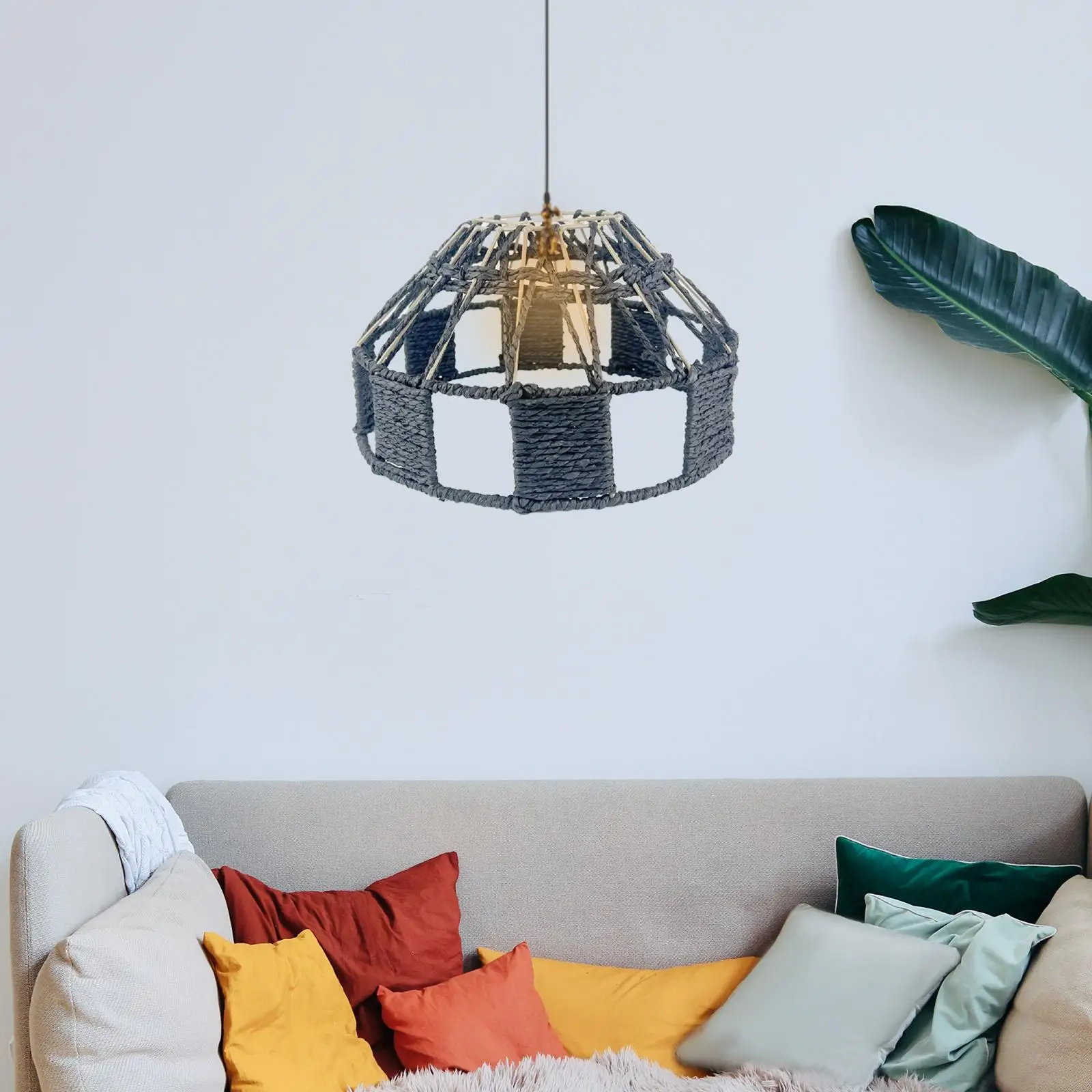 Nordic Style Pendant Lamp Shade Ceiling Light Shade Paper Rope Decoration Woven Lampshade for Teahouse Living Room Bedroom Hotel