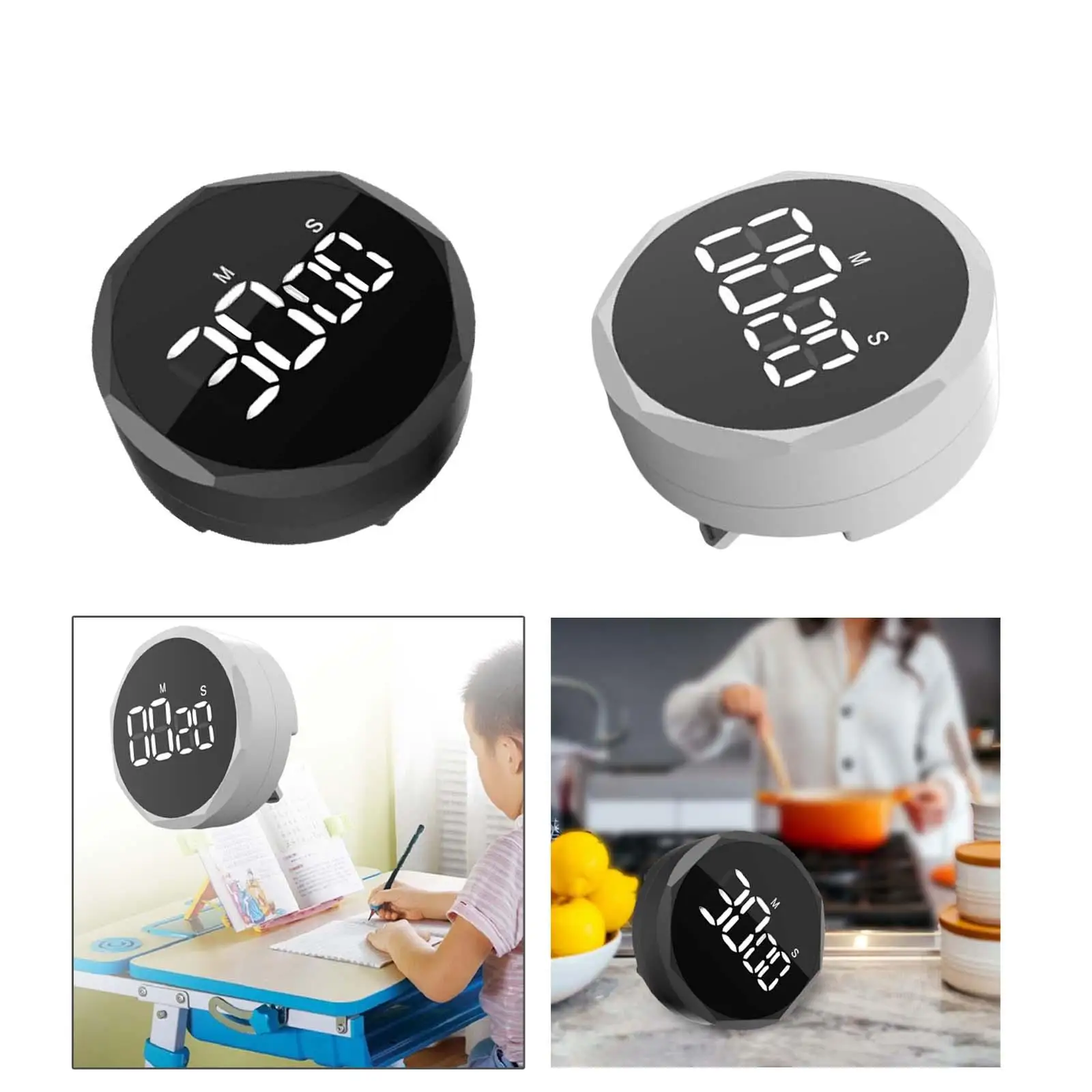 Kitchen Timer Adjustable Reminder LCD Display Time Management Motion timers for Baking Cooking Barbecue Classroom Seniors