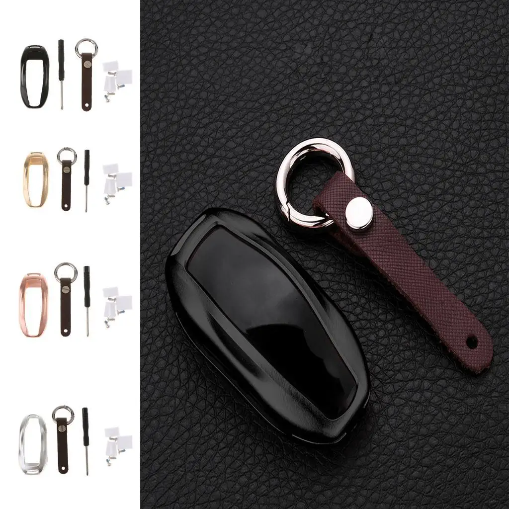 Durable   Key Case Cover with Leather Keyrain for Tesla