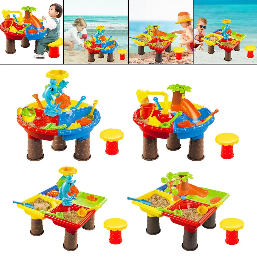 Sand Table for Kids Playset Beach Swimming Play Toys 21 Pcs Accessories Garden Bathtub Sandpit for Kids Ages 3+