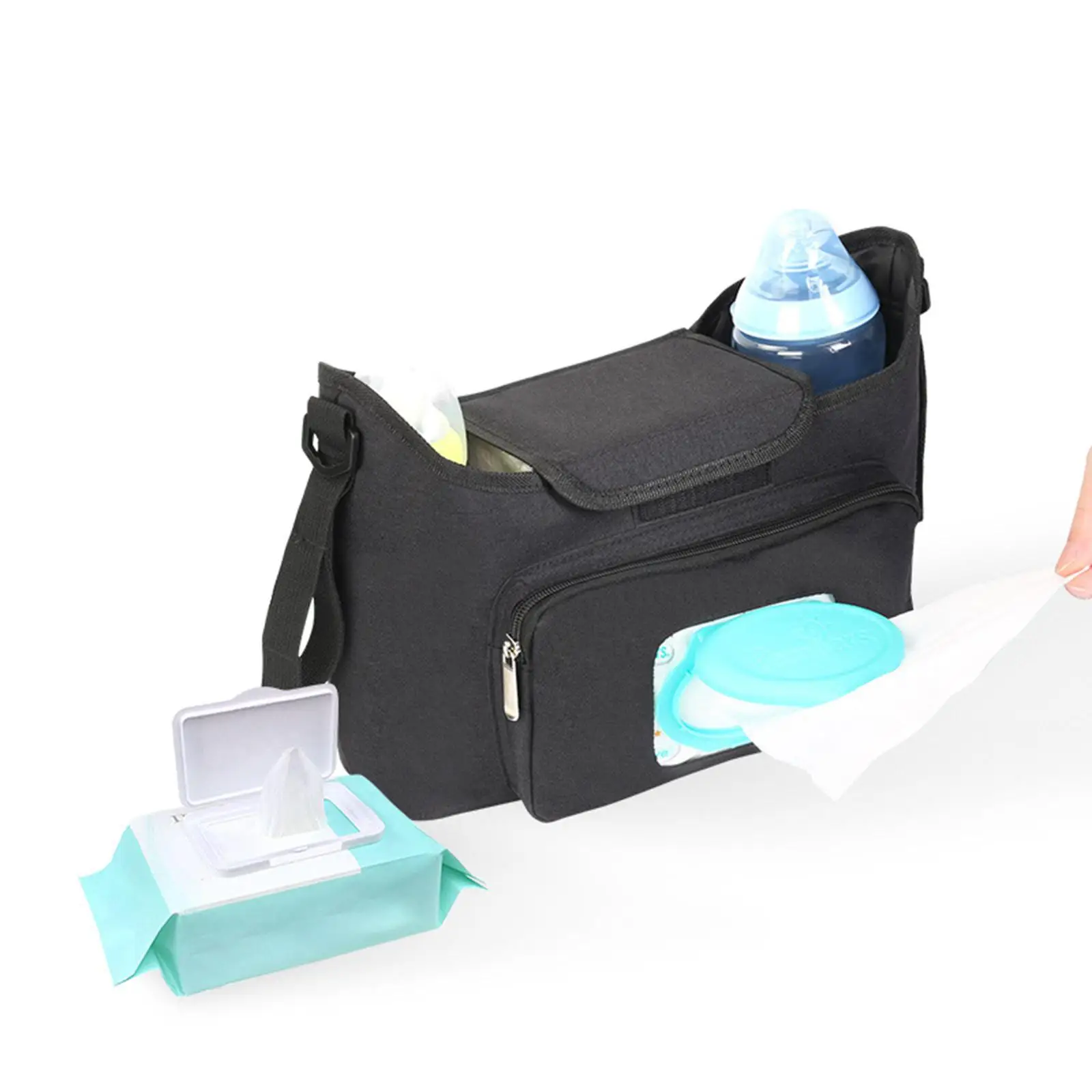Multipurpose Infant Stroller Organizer with Bottle Holder for Toys Phone