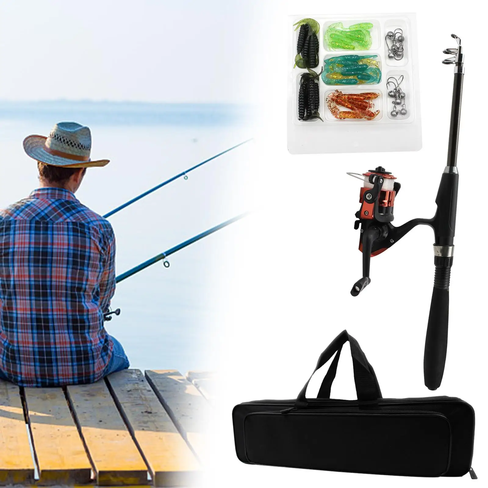 Fishing Rod Reel Combo Portable Telescopic Fishing Pole Set Fishing Carrying Bag for Fishing Lovers Beginners Outdoor Saltwater 