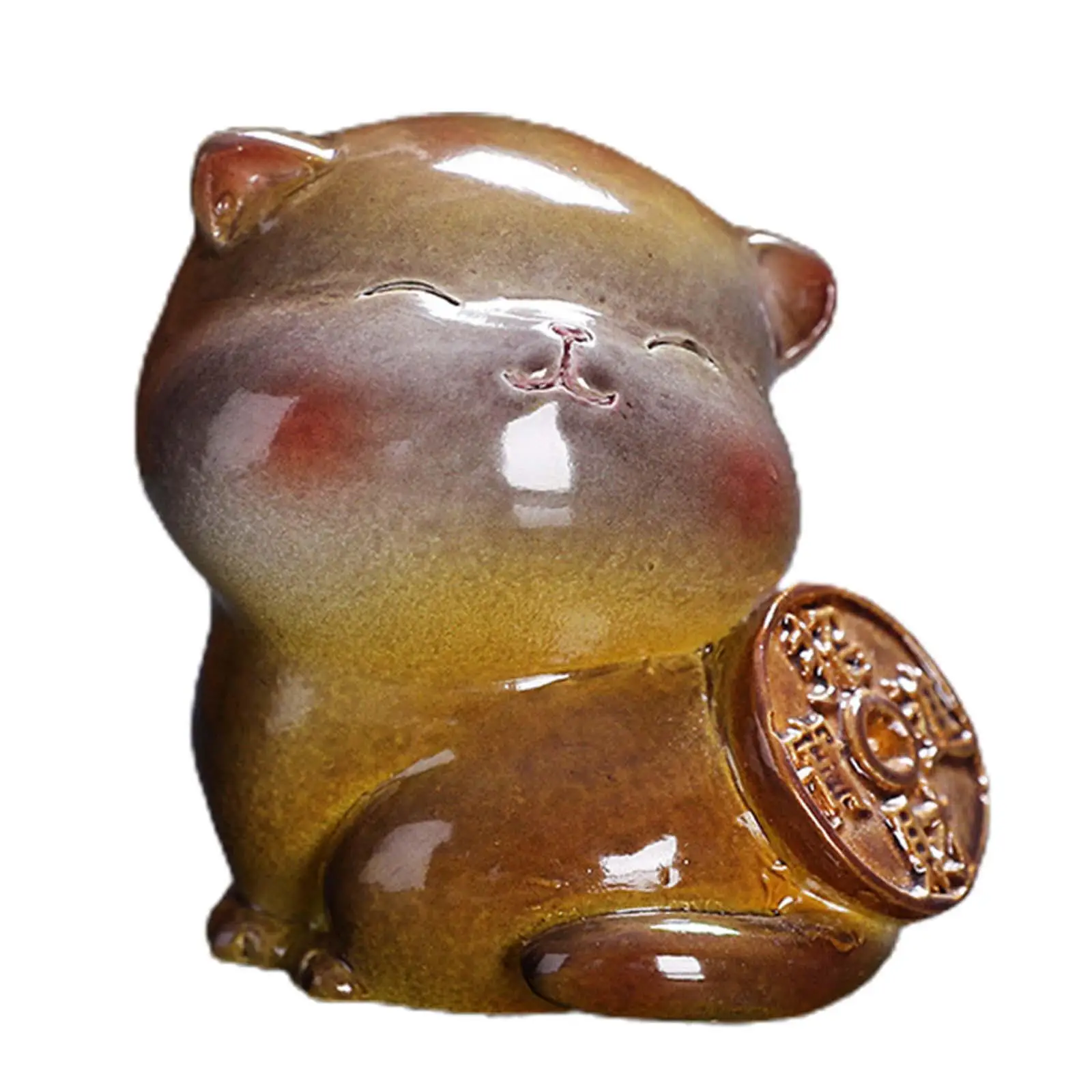 Tea Pet Cat Color Changing Lovely Resin Crafts Collectible Small Animal Statue for Living Room Car Office Tea Table Bedroom