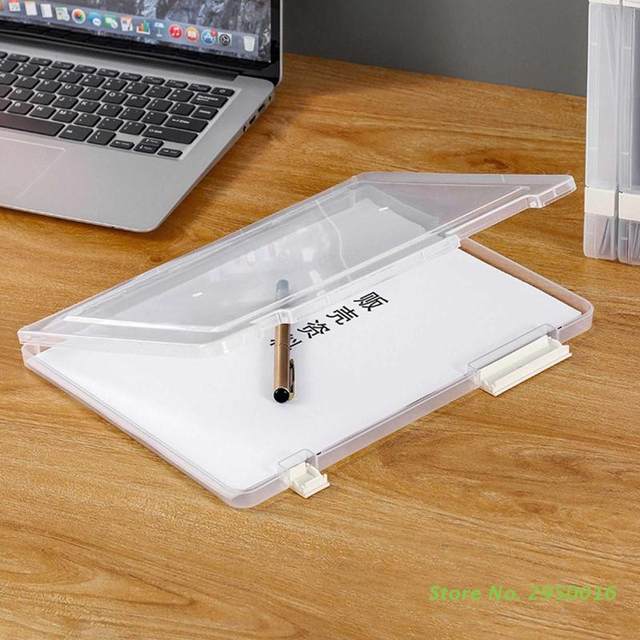 2 Deck Clear A4 File Box - Stackable Desk File Container Holder