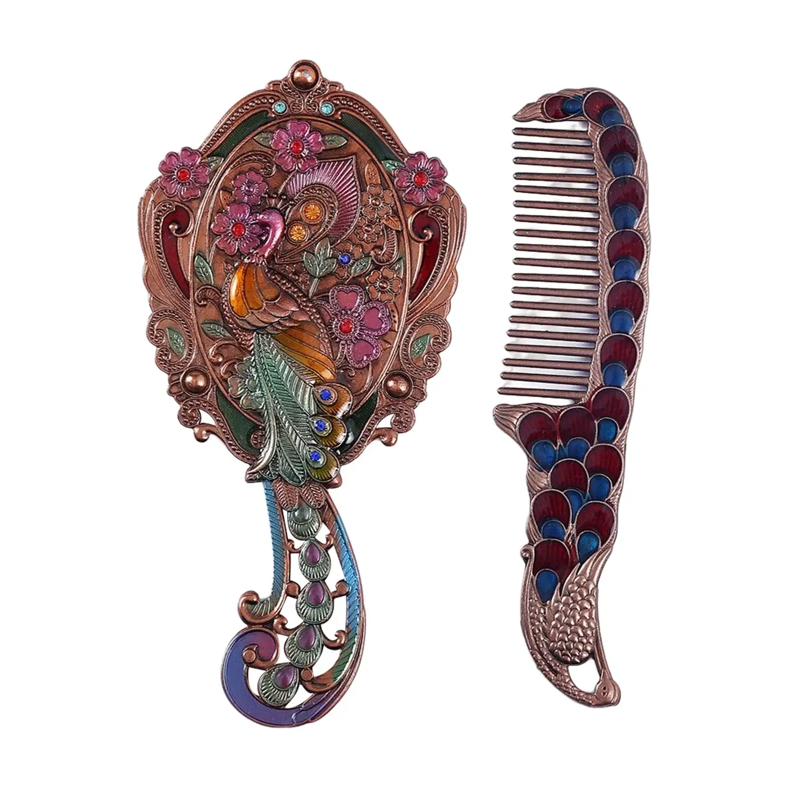 Portable Comb with Comb with Anti Slip Handle Girl Student Beautiful Handle Mirrors Hand Mirror Makeup Mirror