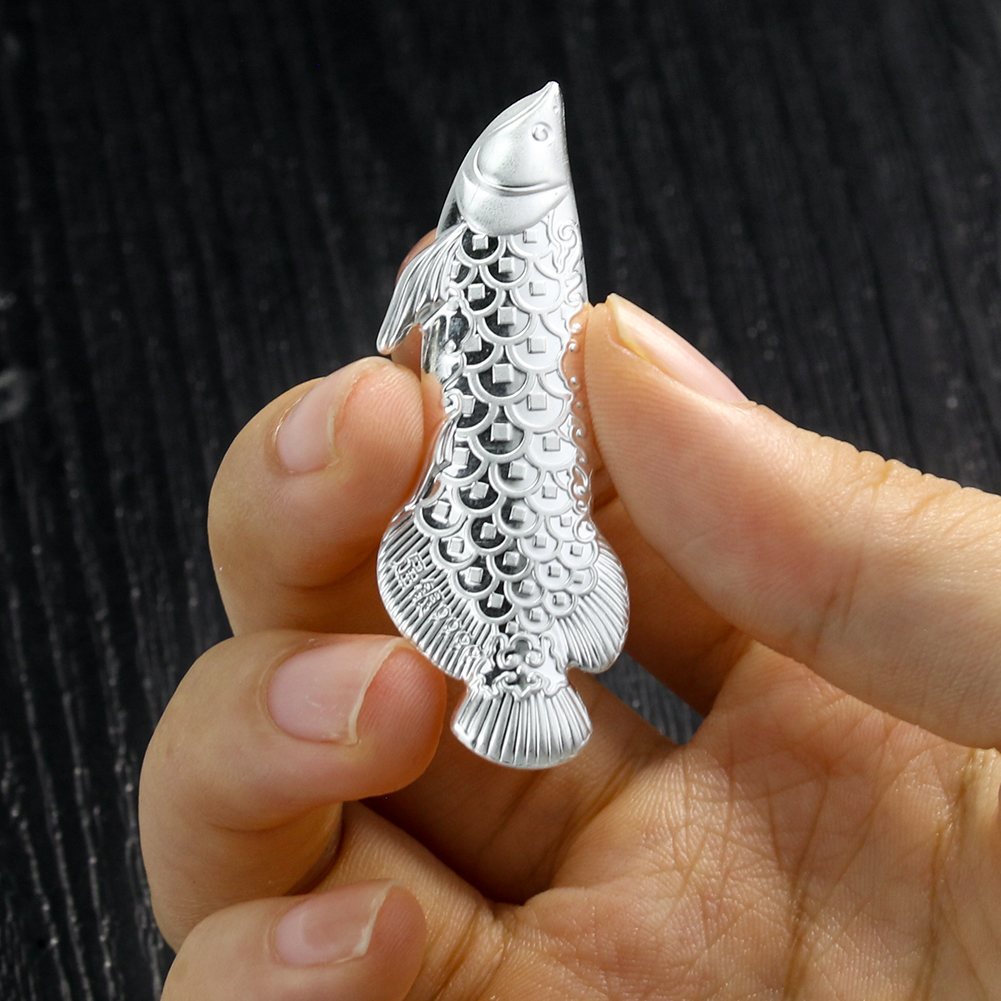3D Koi Tee Pet Knöchernen Zunge Arowana 9999 Silber Blatt Alten Tee Gekocht Ornamente Ionisation Sterilisation Display 2 gramm mit box – Detail 1