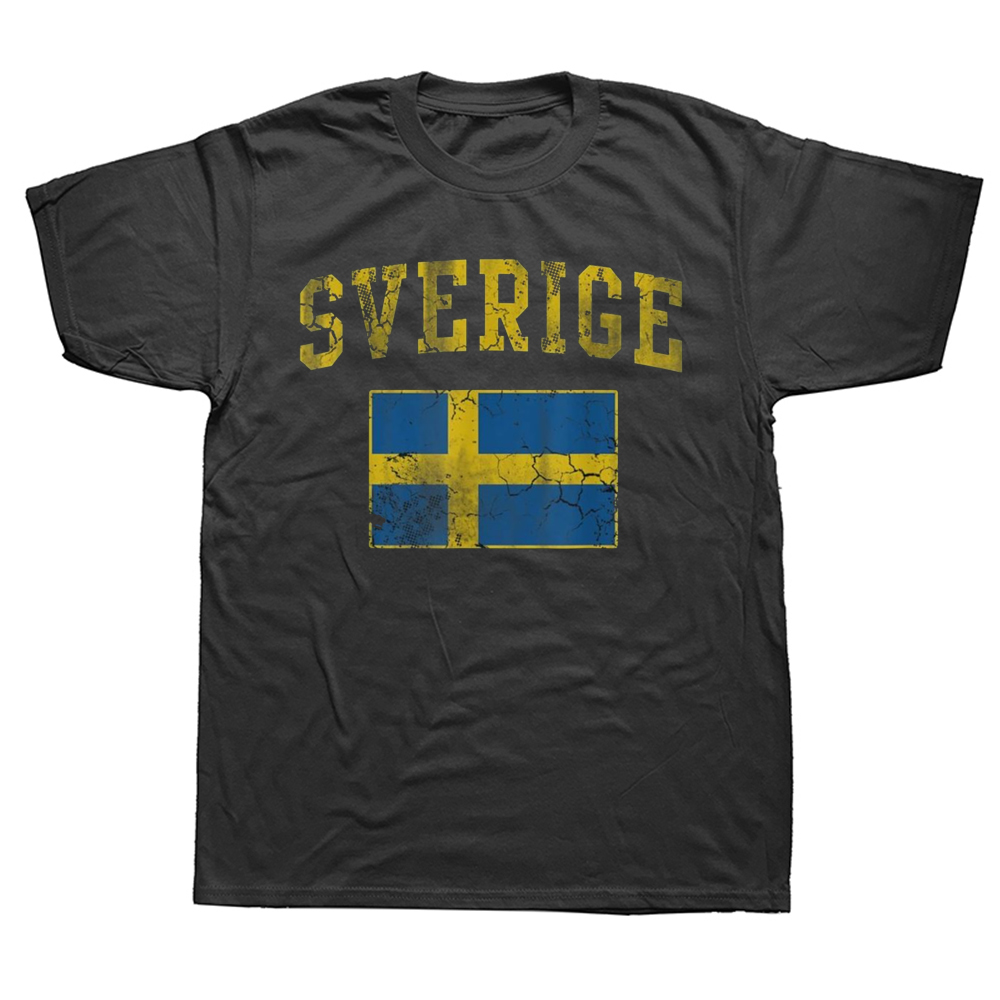Lustige Vintage Sverige Schweden Flagge T Shirts Baumwolle Streetwear Kurzarm Geburtstag Geschenke Sommer Stil T-shirt Herren Kleidung – Detail 2