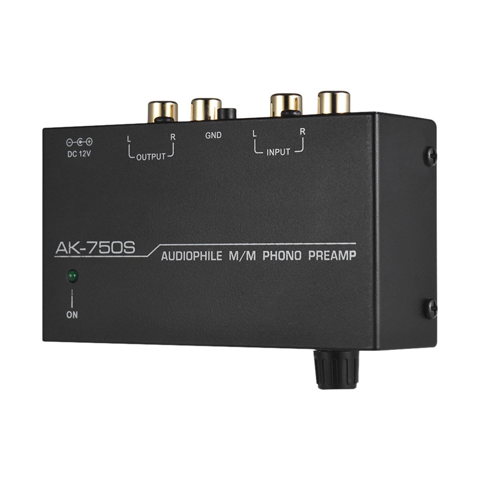 Phono Preamp Preamplifier US Standard Plug for Converting Phono Signal to Level Signal Accessory Compact Durable ,Black